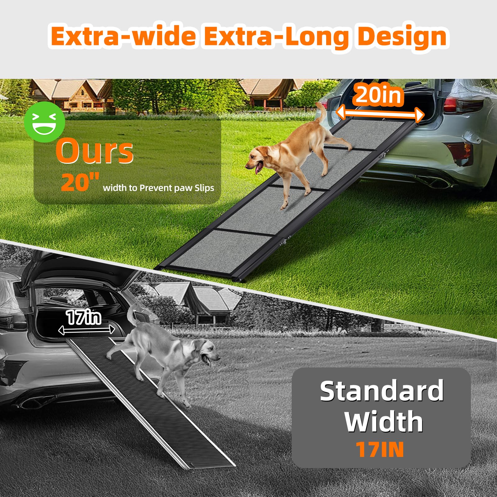 Ramp For Car 71''X20'' Large Folding Pet Stair For Truck, Suv, With Non-Slip Surface, Up To 250Lbs, Outdoor Car Ramp For Medium