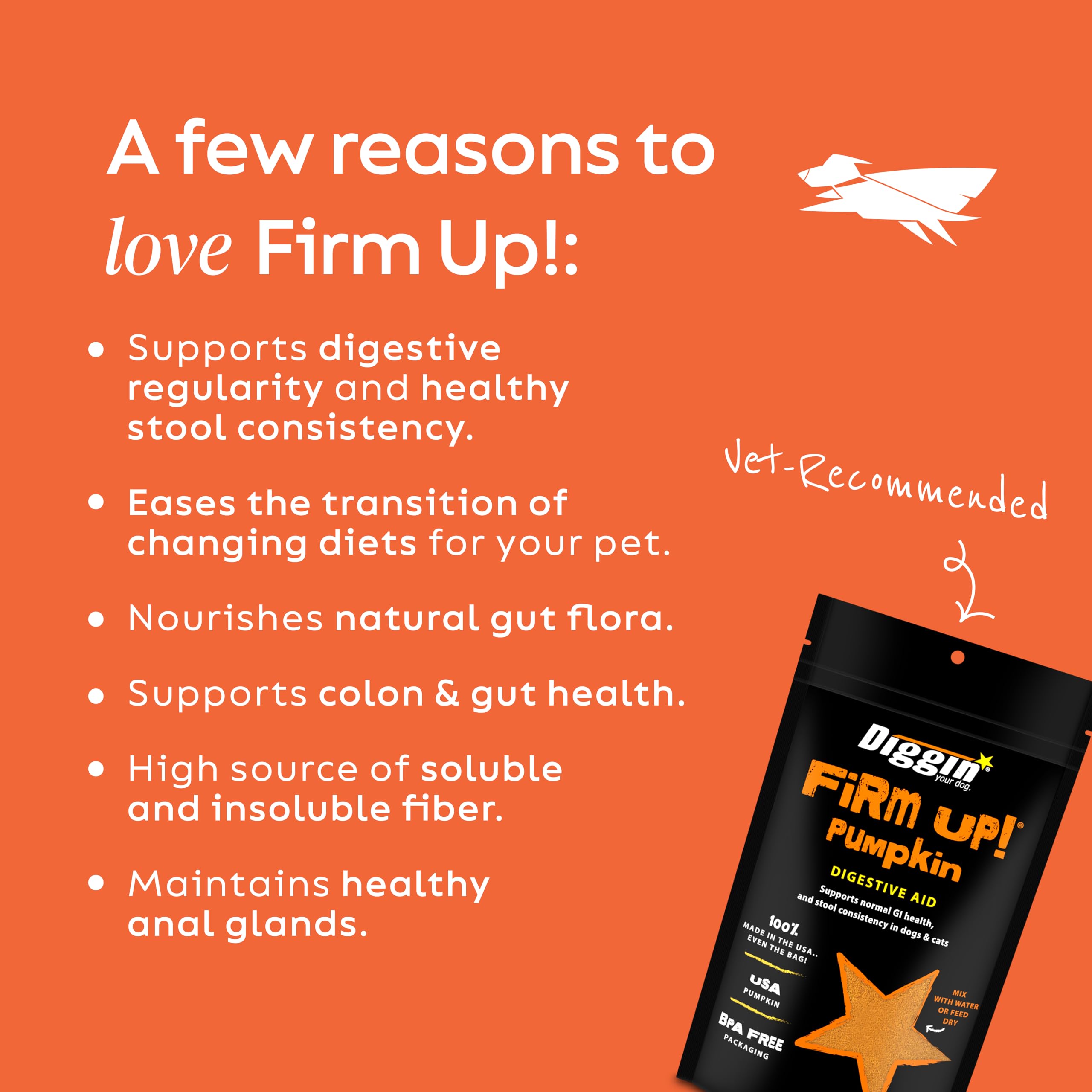 Diggin Your Dog - Firm Up Pumpkin for Dogs & Cats - Fiber Supplement with Pumpkin & Apple Fiber for Cat & Dog Digestive Support