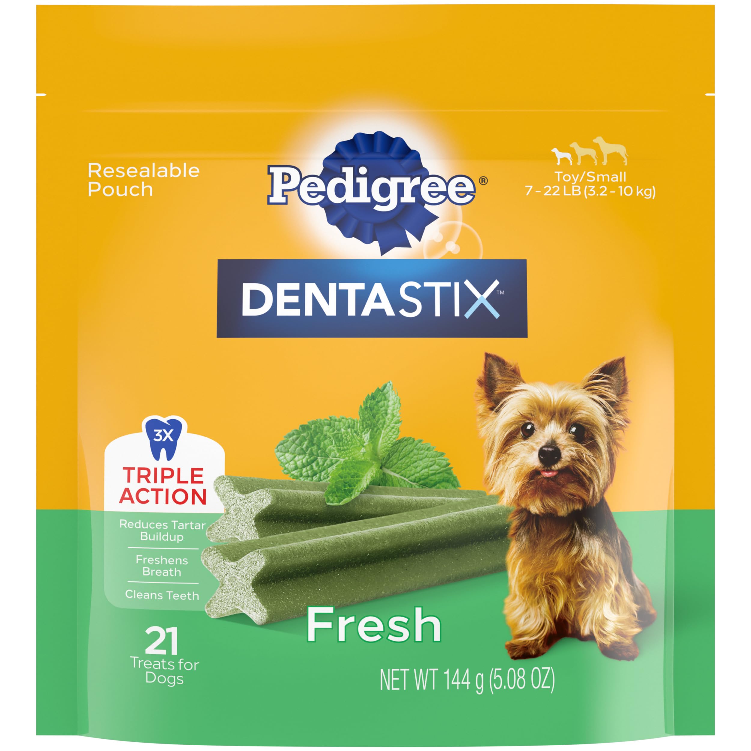 Pedigree Dentastix Dental Care Treats Toy & Small Breed Fresh Flavor, 21 Treats (Pack of 7)