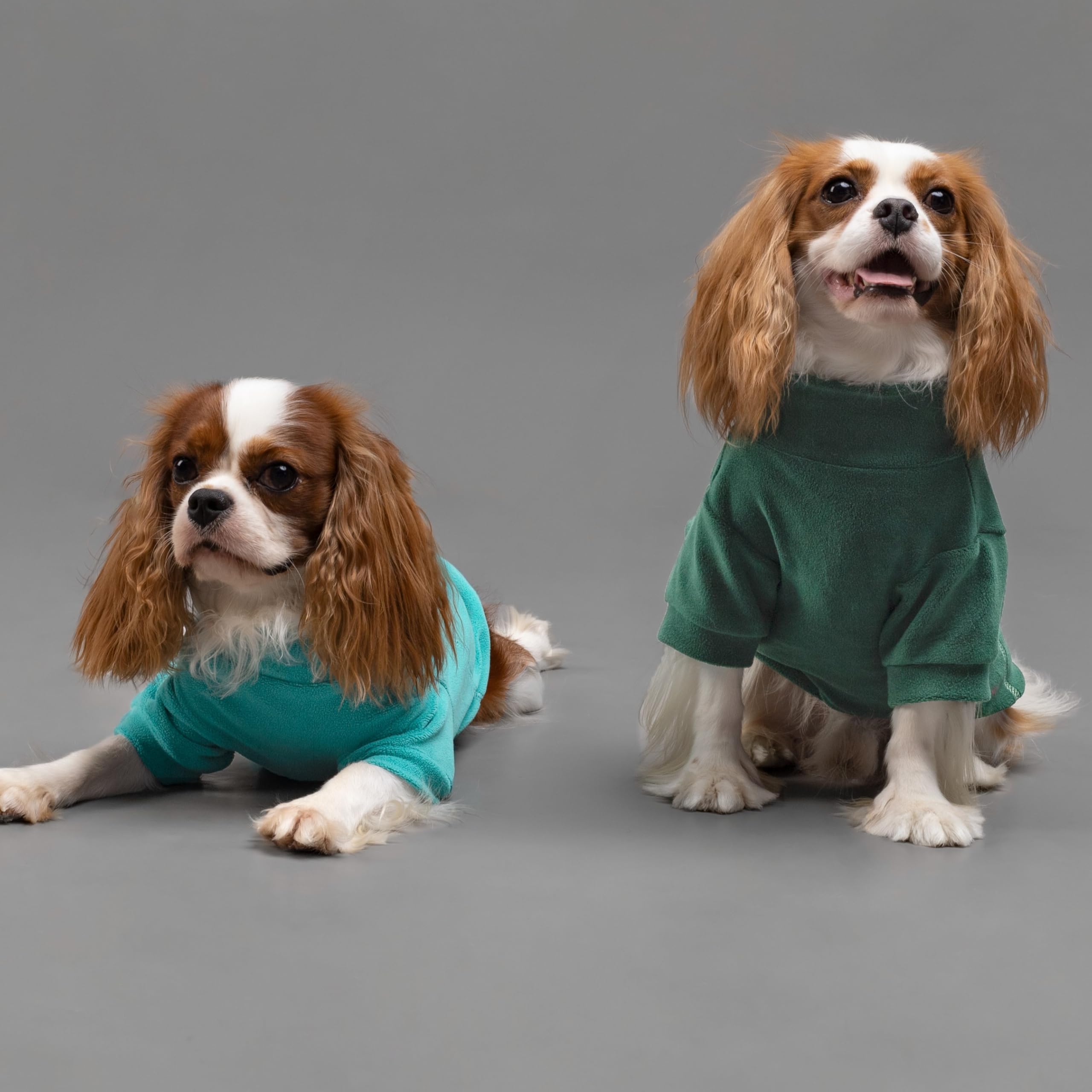 Fitwarm 3 Pack Fleece Dog Sweater, Turtleneck Dog Sweatshirt, Dog Winter Clothes For Small Dogs Boy Girl, Pet Pullover Jumper, Cat Apparel, Dark Green, Teal Green, Olive Green, Large