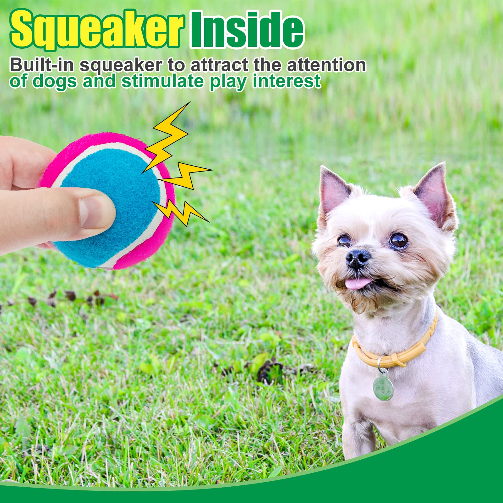 Expawlorer Squeaky Tennis Balls For Dogs-12 Pack High Elastic Dog Balls For Aggressive Chewers,Interactive Dog Chew Toys For Tra