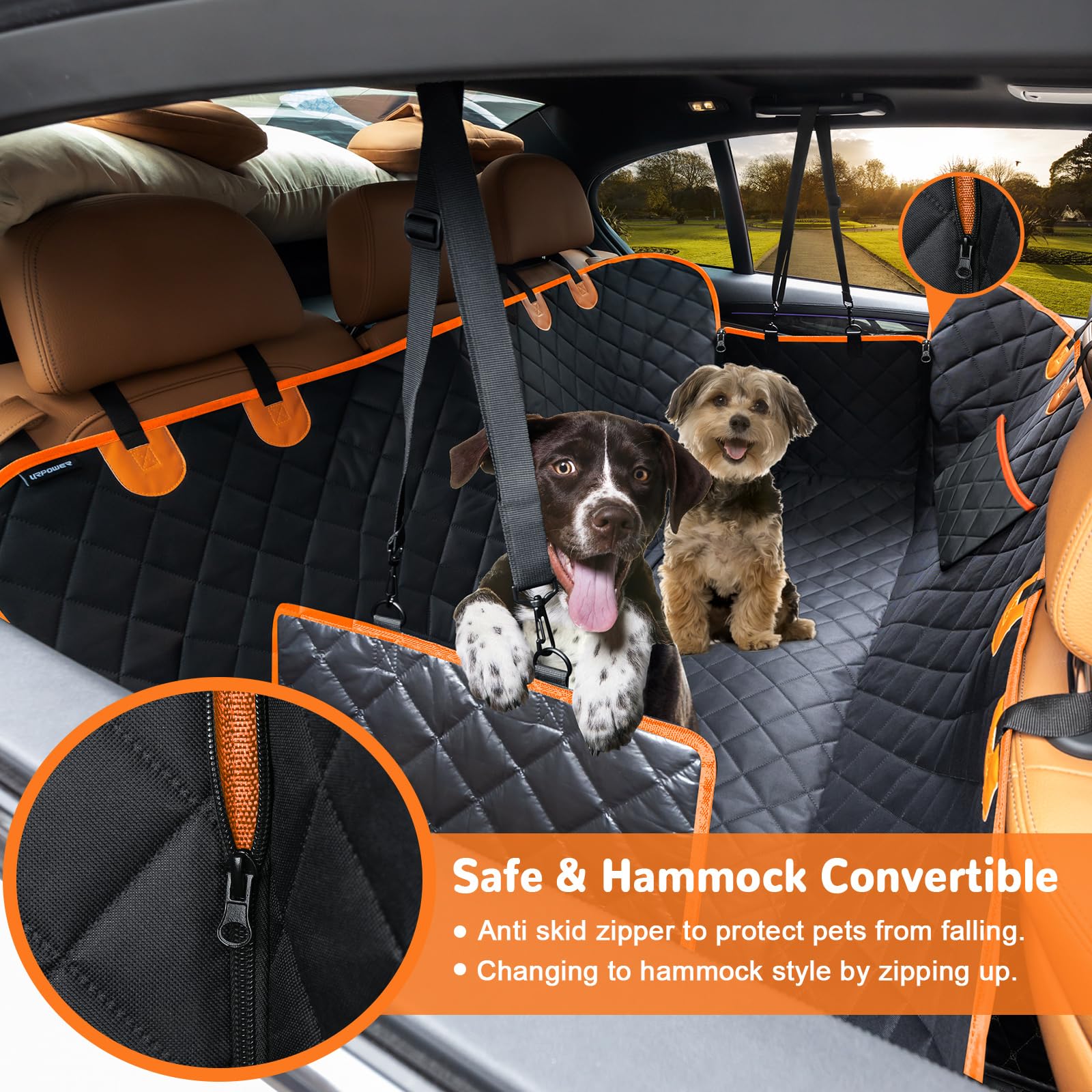 Urpower Dog Car Seat Cover For Pets 100% Waterproof Hammock 600D Heavy Duty Scratch Proof Nonslip Durable Soft Pet Back Seat Cov