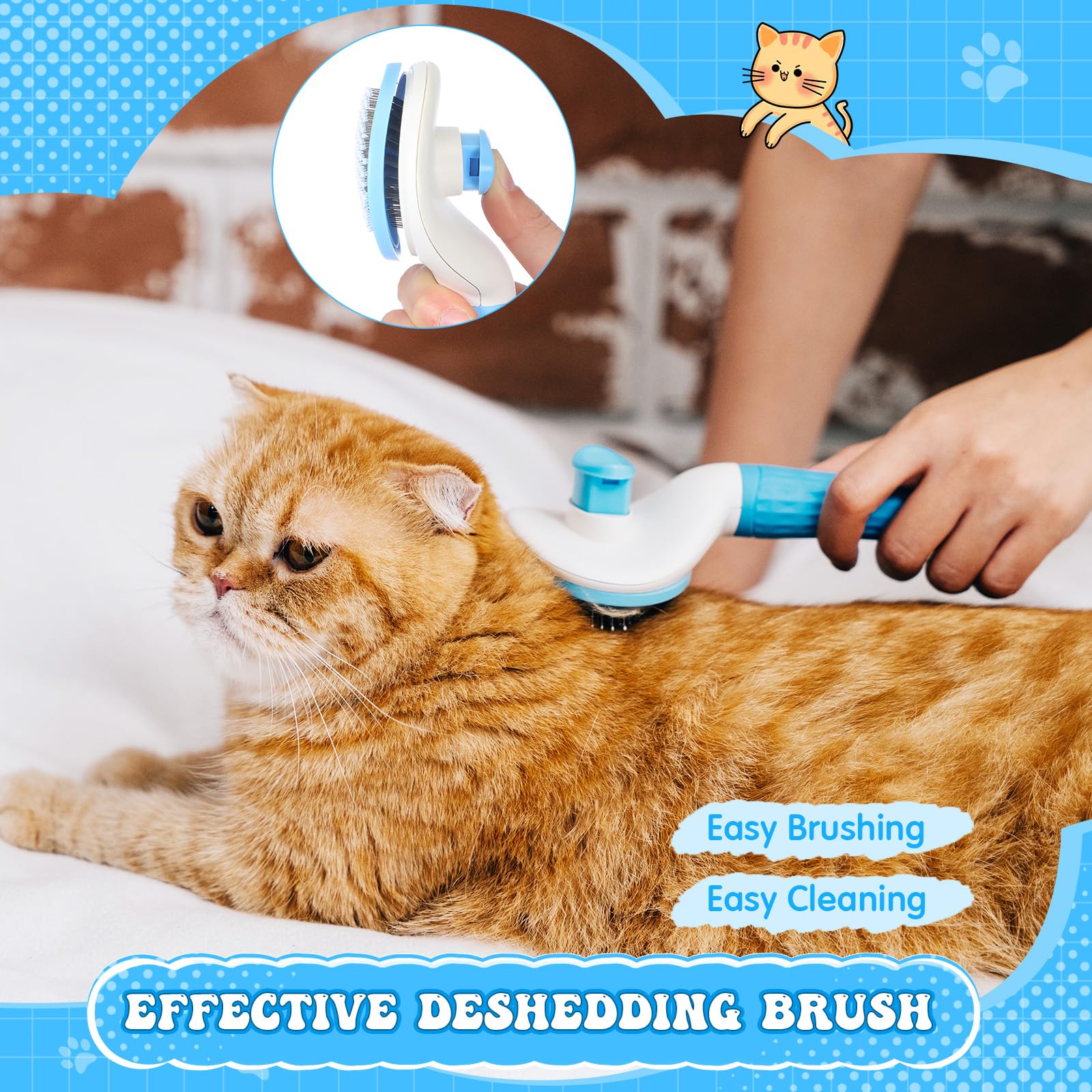 Teenyyou Cat Grooming Kit - 10Pcs Pet Self Cleaning Kit. Cat Brushes For Indoor Cats Pet Needle Comb Cat Nail Clipper Cat Nail T