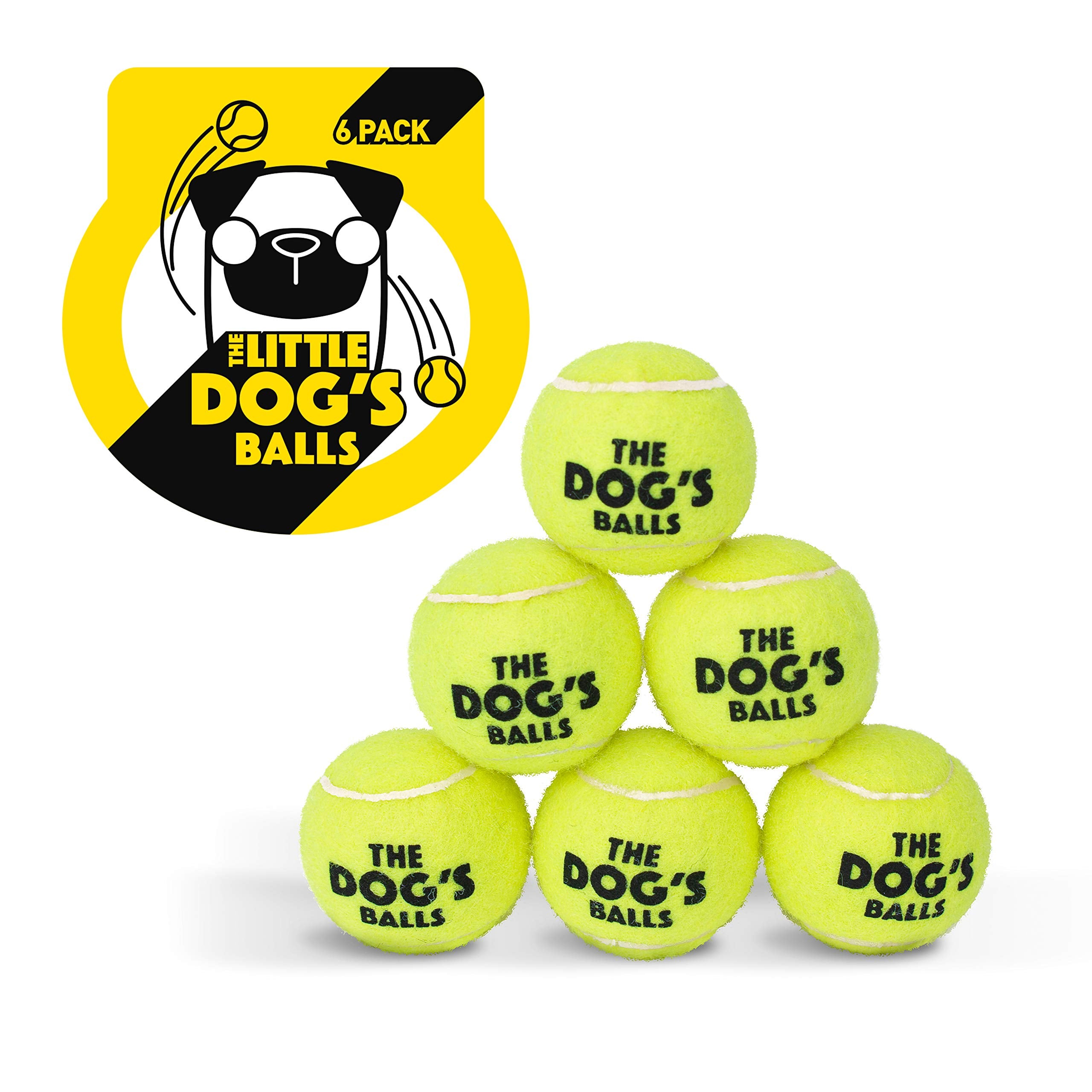 The Little Dog'S Balls, Dog Tennis Balls, 6-Pack Yellow Dog Toy, Strong Dog & Puppy Ball For Training, Play, Exercise & Fetch