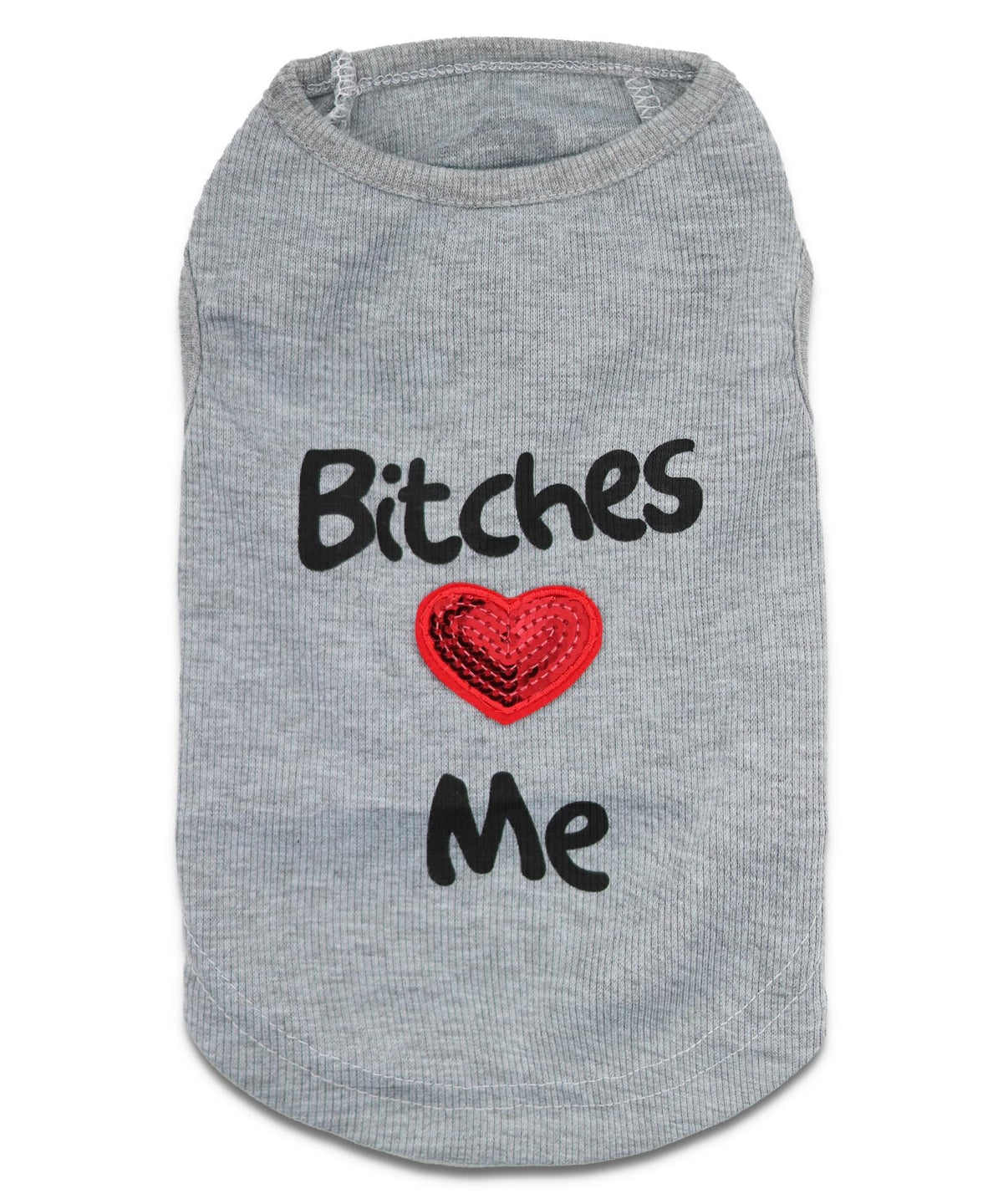 Droolingdog Pet Clothes Bitches Love Me Dog Shirt For Cats And Small Dogs, Small, Grey