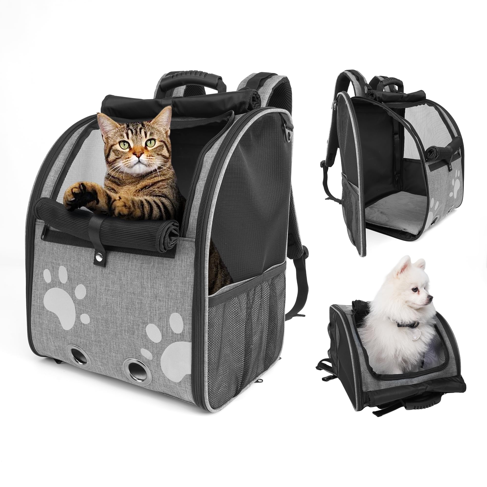Moysoon Cat Backpack Carrier For Dogs & Cats Up To 15Lbs, Ventilated Pet Carrier With Anti-Escape Leash & Airflow Vents, Lightwe