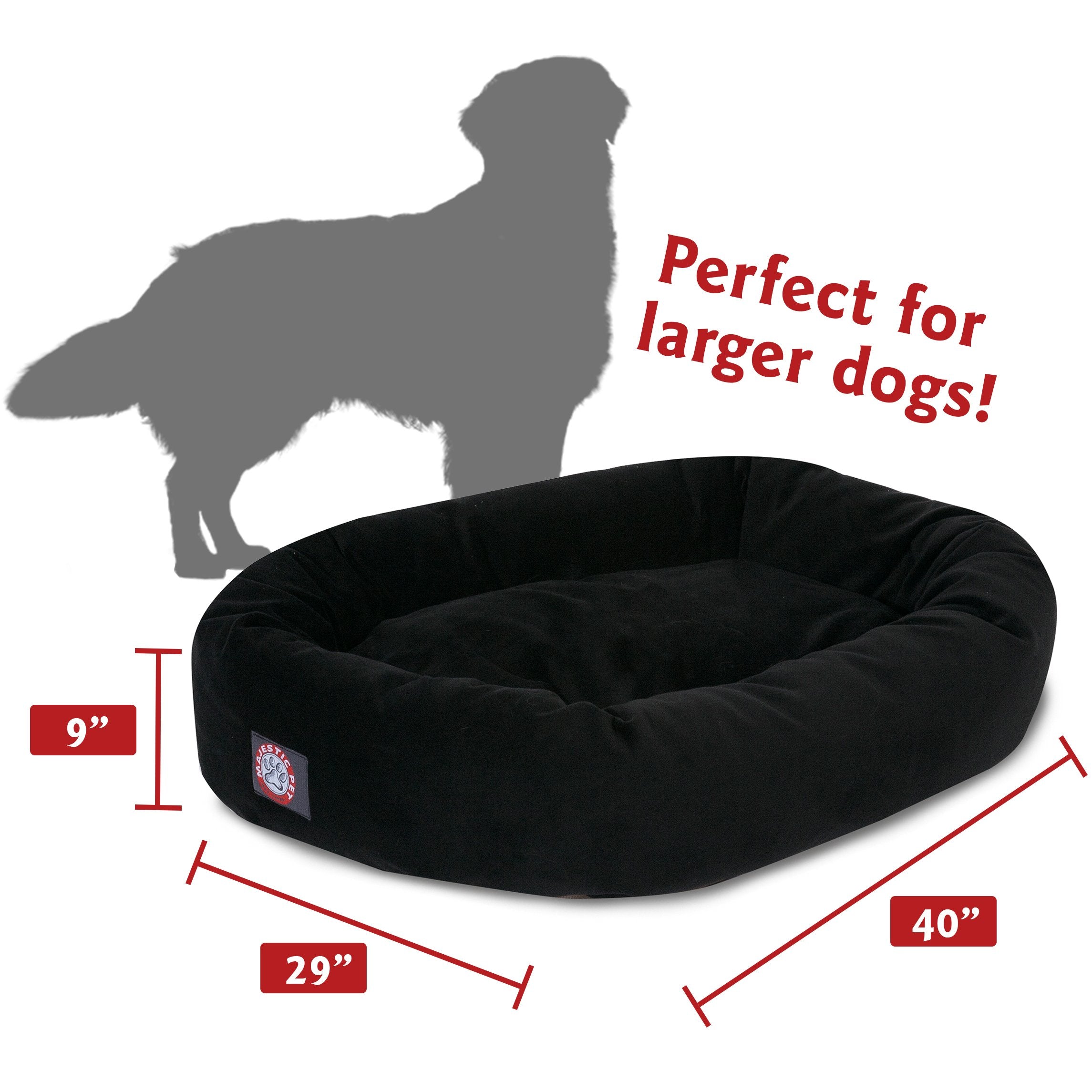 Majestic Pet 40 Inch Suede Calming Dog Bed Washable - Cozy Soft Round Dog Bed With Spine Support For Dogs To Rest Their Head - F