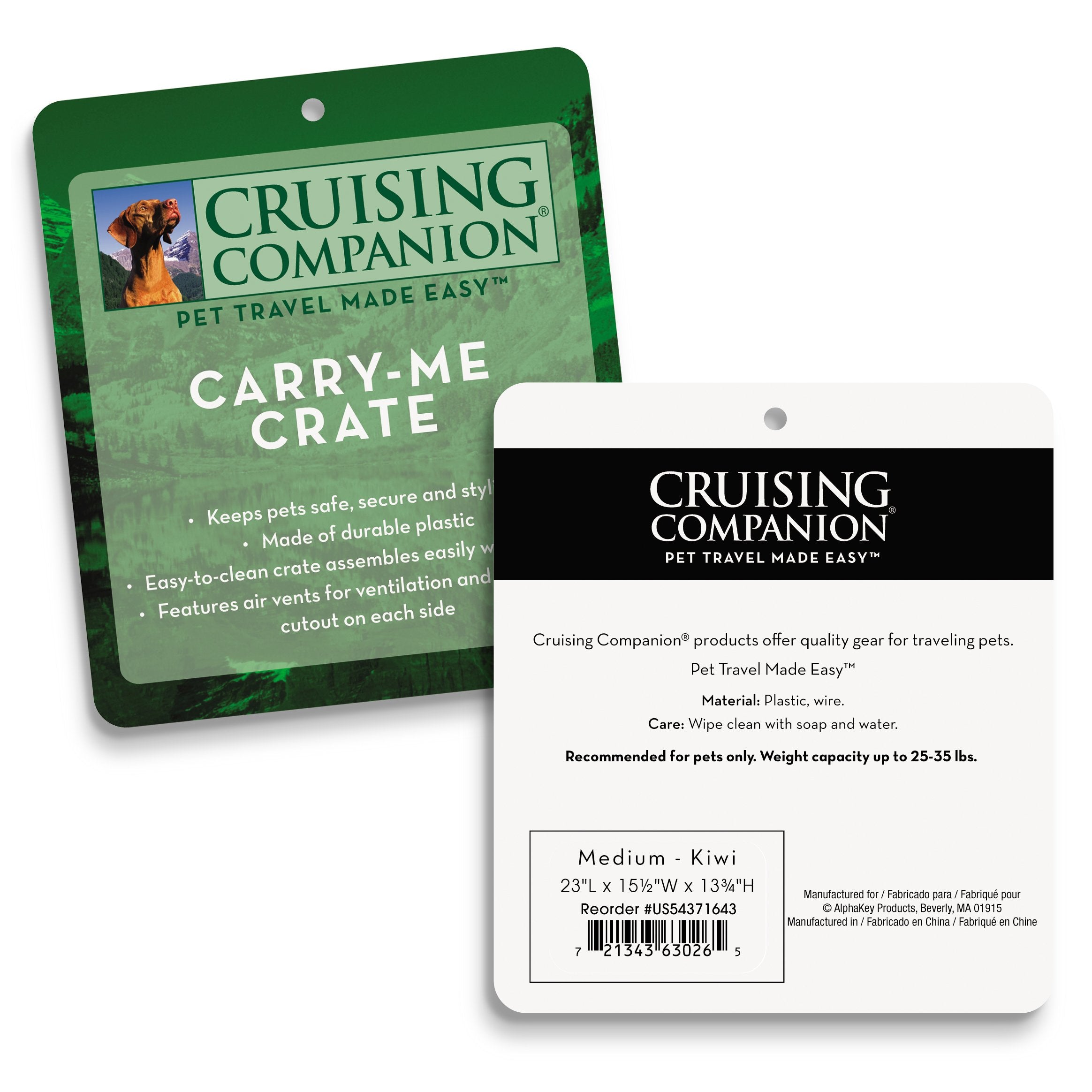 Cruising Companion Carry Me Pet Crate Medium Green