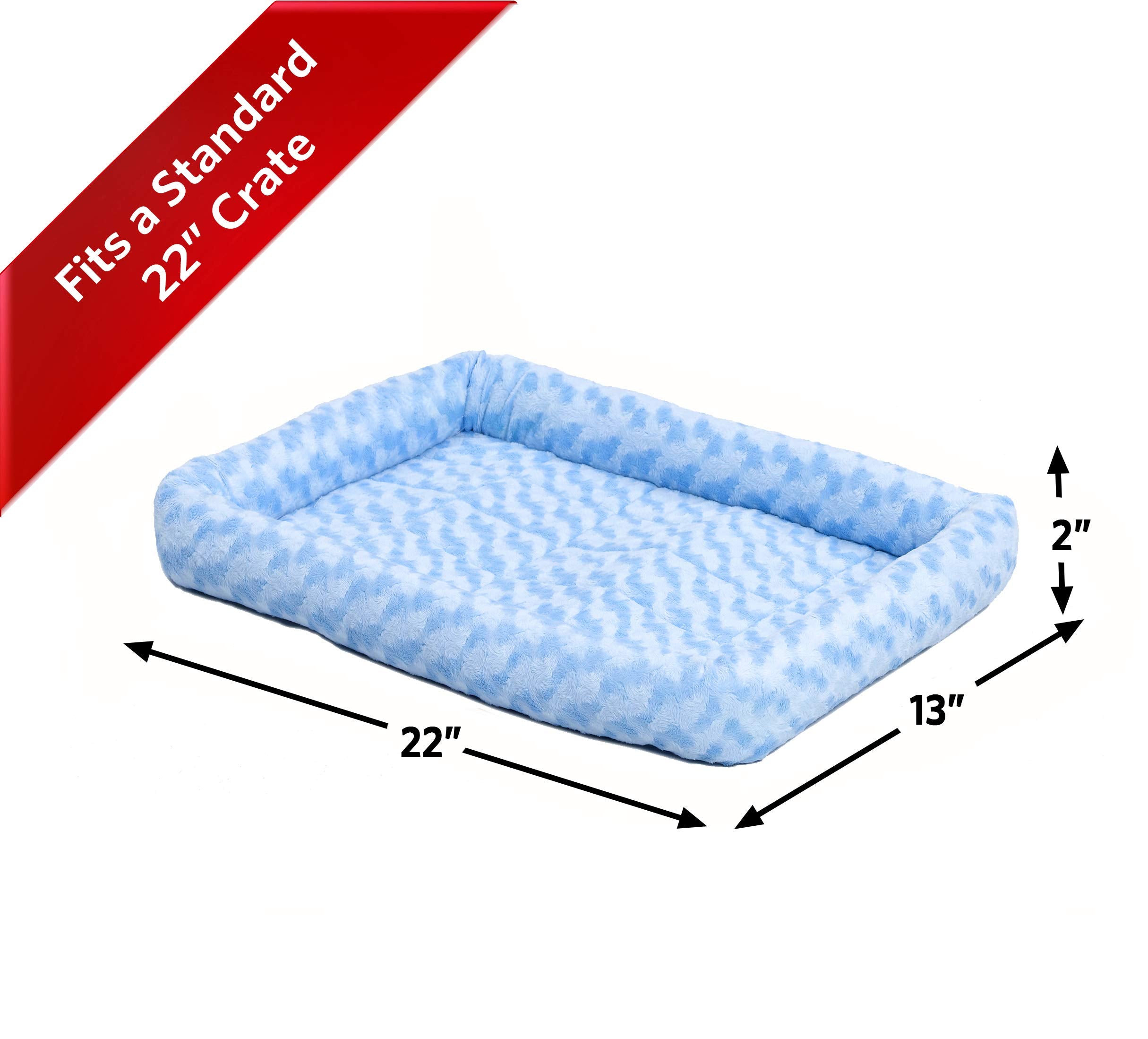 Midwest Homes For Pets Bolster Dog Bed 22L-Inch Blue Dog Bed Or Cat Bed W/ Comfortable Bolster | Ideal For Xs Dog Breeds & Fits A 22-Inch Dog Crate | Easy Maintenance Machine Wash & Dry