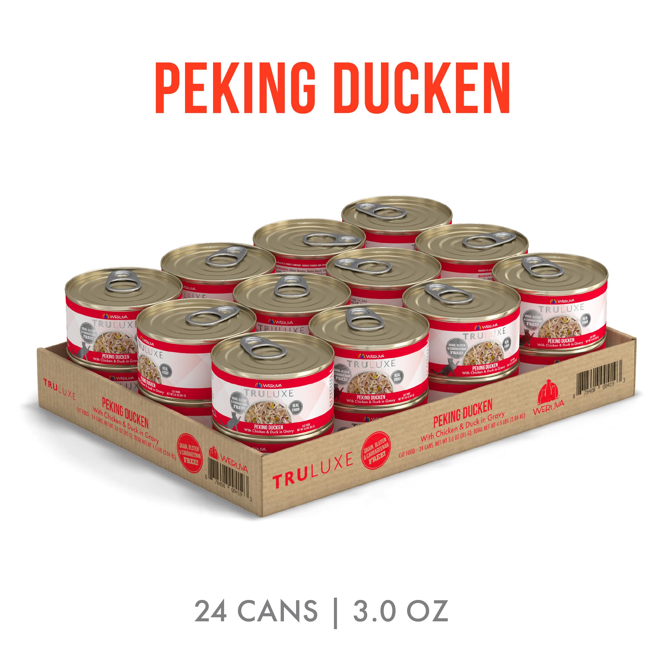 Weruvas TruLuxe Cat Food, Peking Ducken with Chicken Breast & Duck Breast in Gravy, 3oz Can (Pack of 24)