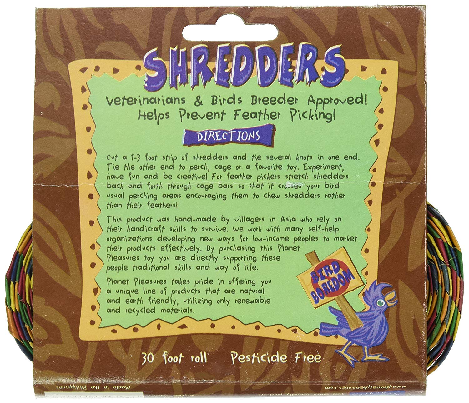 Planet Pleasures Rainbow Shredders Straight Ribbon Bird Toy, 30' L By 1' W