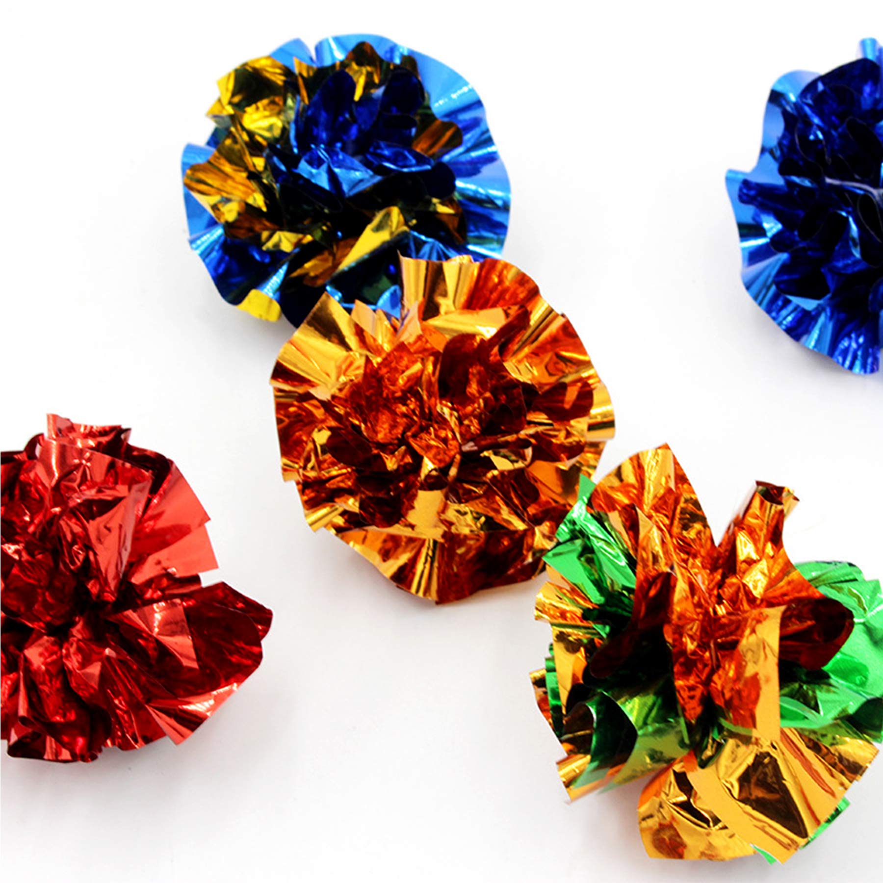 Pet Show Pack Of 30Pcs Cat Toy Balls Set Interactive Pompoms Kitten Toys Golden Thread Ball Paper Balls Quiet Indoor Outdoor Footballs Play Activity Chase Training