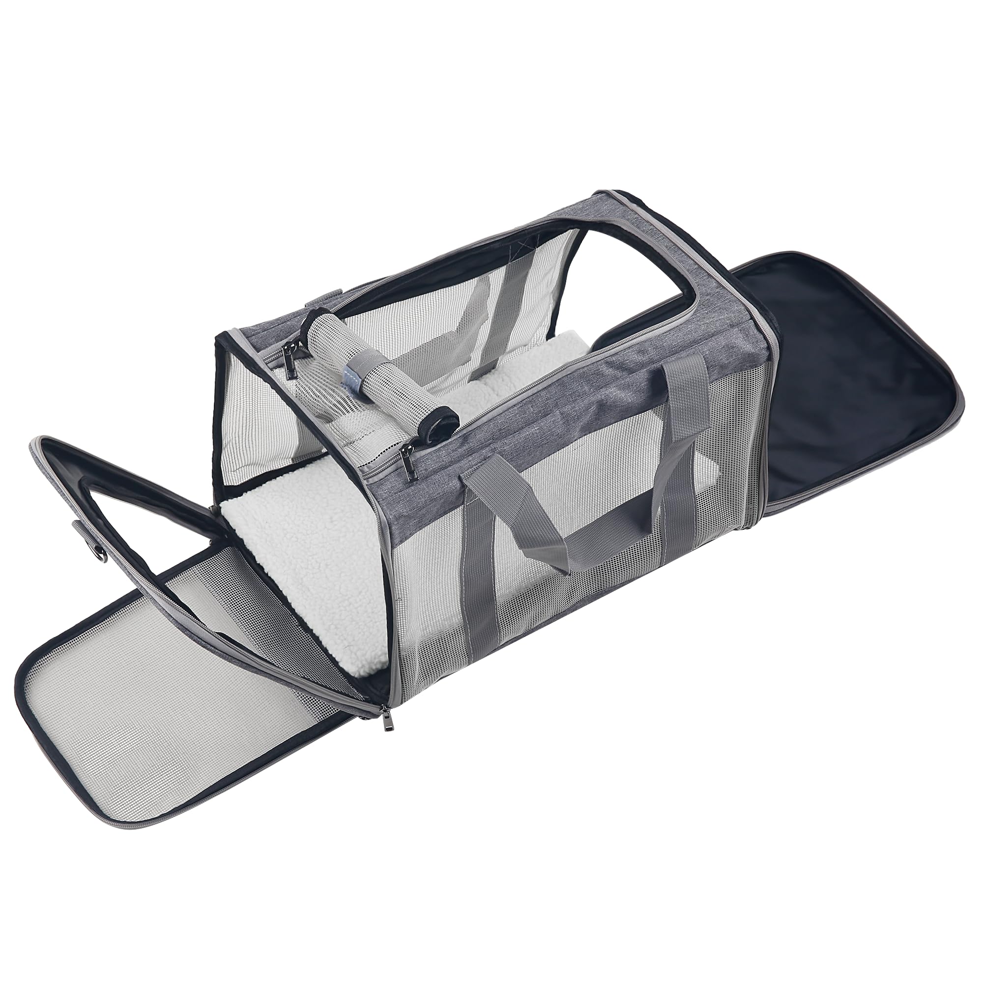 Atvobiy Portable Pet Carrier For Small To Medium Cats & Puppies - Soft, Airline Approved (Large, Grey)