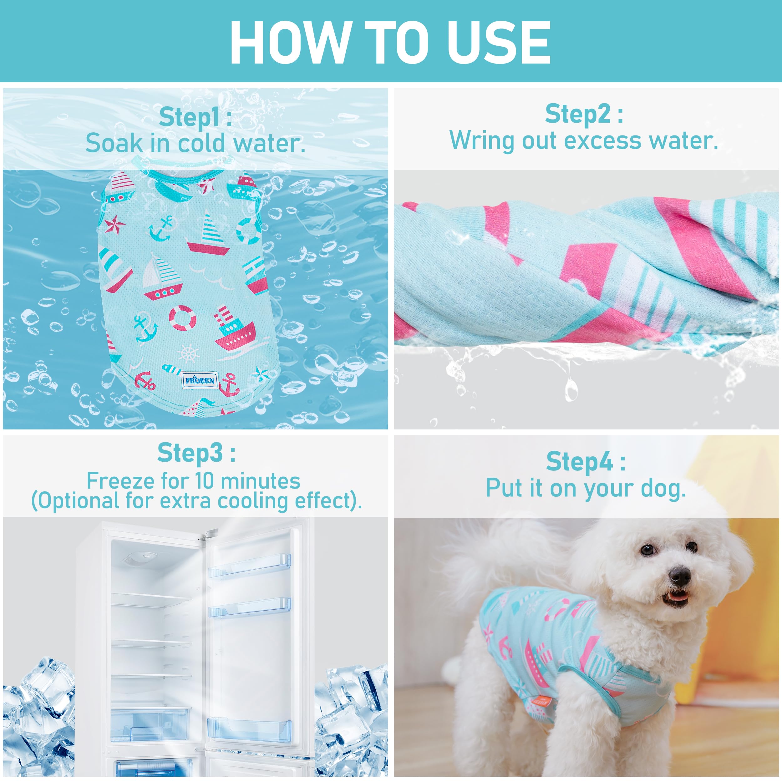 Kyeese 2 Pack Dog Cooling Shirts Breathable Lightweight Instant Cooling Dog Vest For Small Medium Dogs Quick Dry Sleeveless Vest