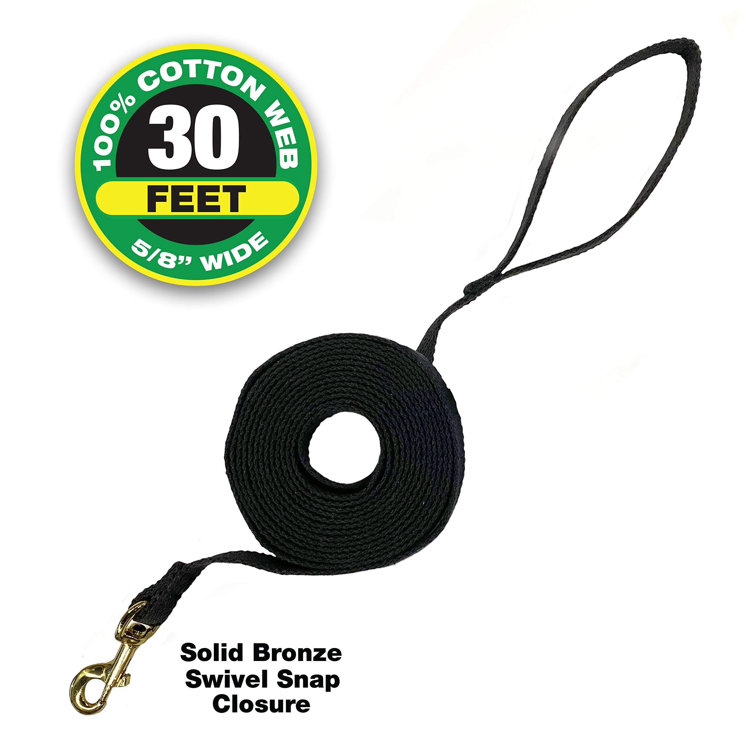 Four Paws Cotton Web Dog Lead Black 30 Feet