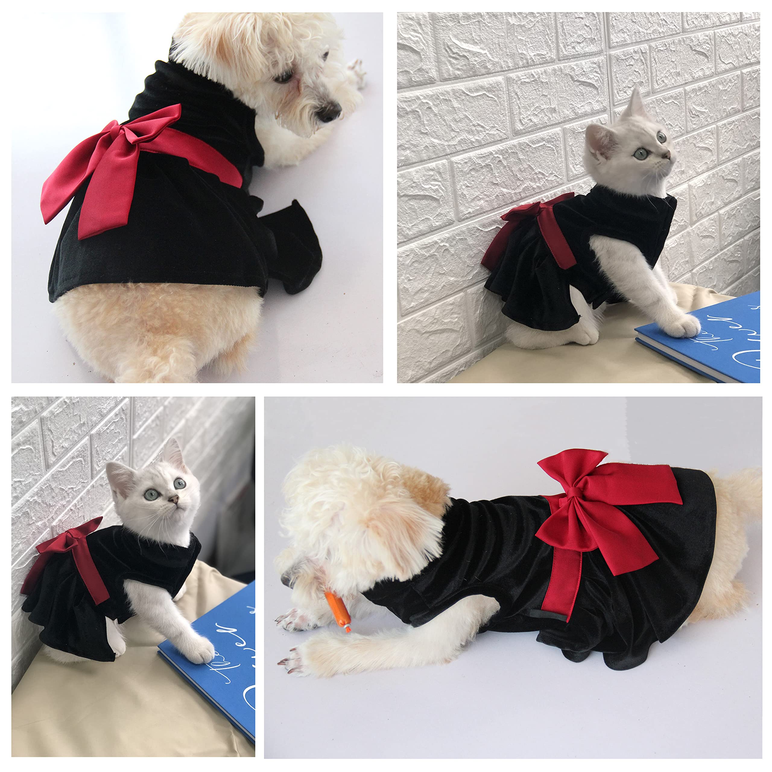 Dog Dress With Bowknot, Fashional All Weather Puppy Clothes Wedding Holiday Princess Pet Dresses For Small Dogs Cats Girl(Xx-Sma