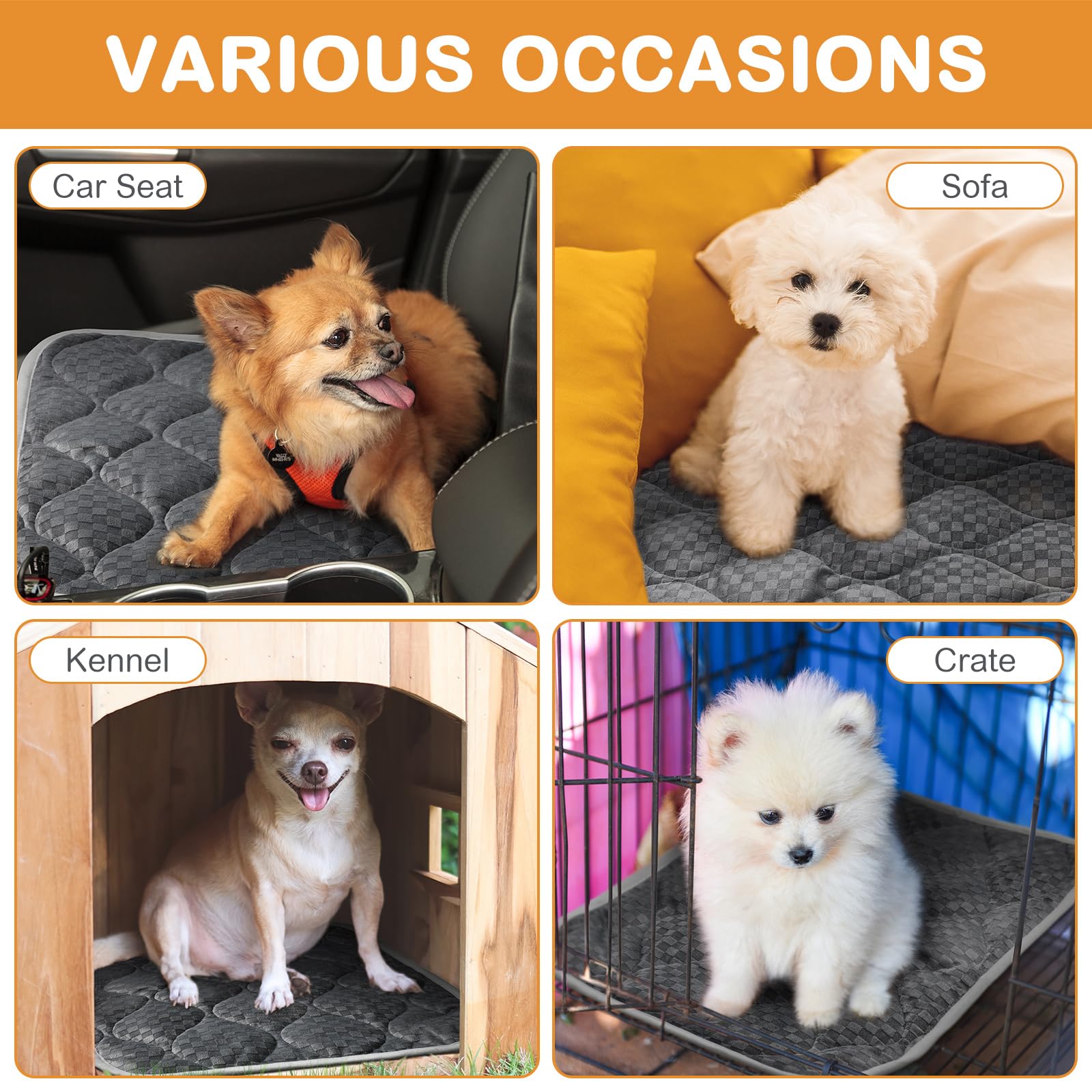 Tujoe 4 Pack Self Warming Cat Mat Self Heating Cat Pad Warm Thermal Pet Bed Washable Dog Crate Pad Body Heat Dog Bed Mat Blanket