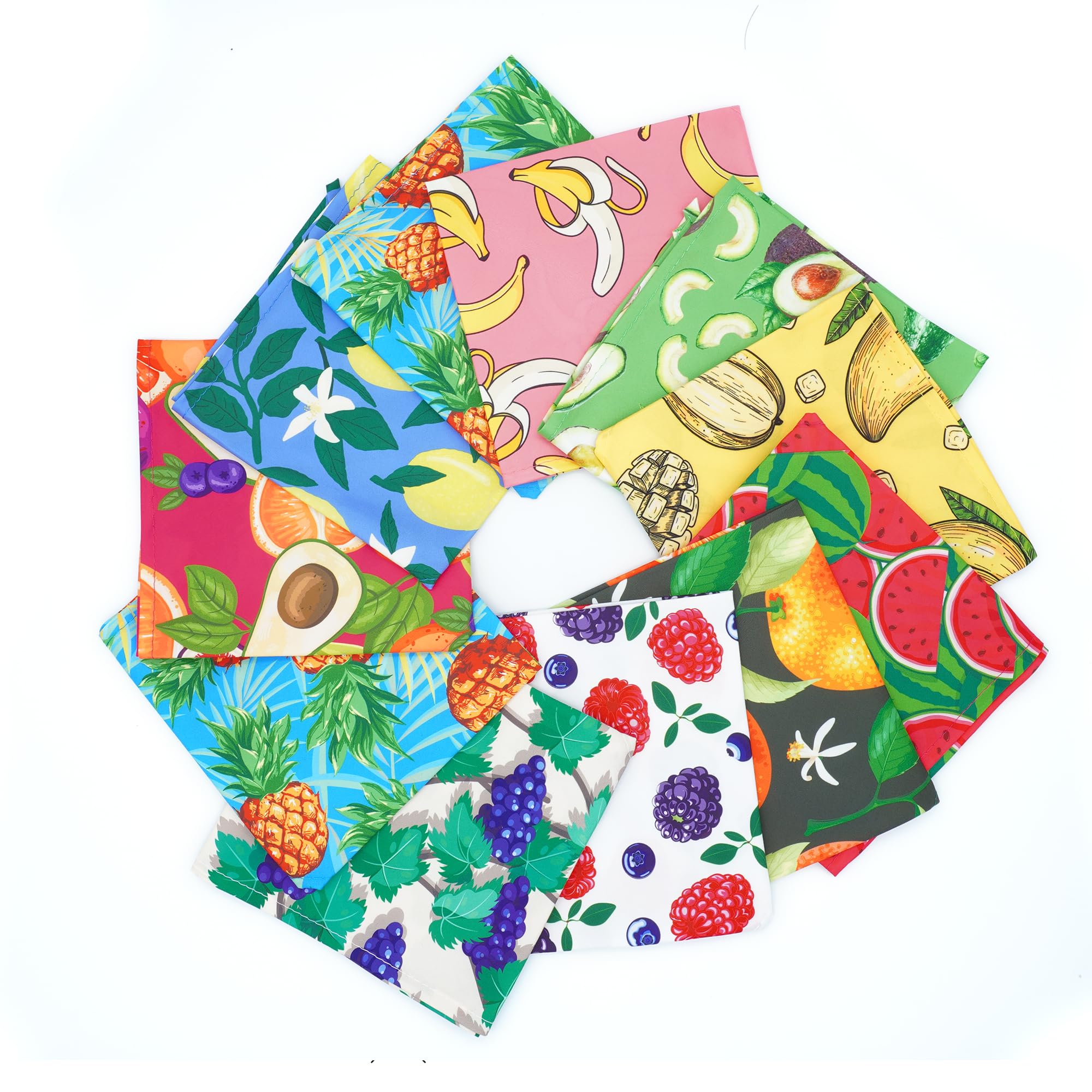 JpGdn 10PCS Dog Bandanas Summer Fruit for Medium Breed Dog Pink Purple Yellow Blue Kerchief Triangle Bibs Head Scarves for Boys