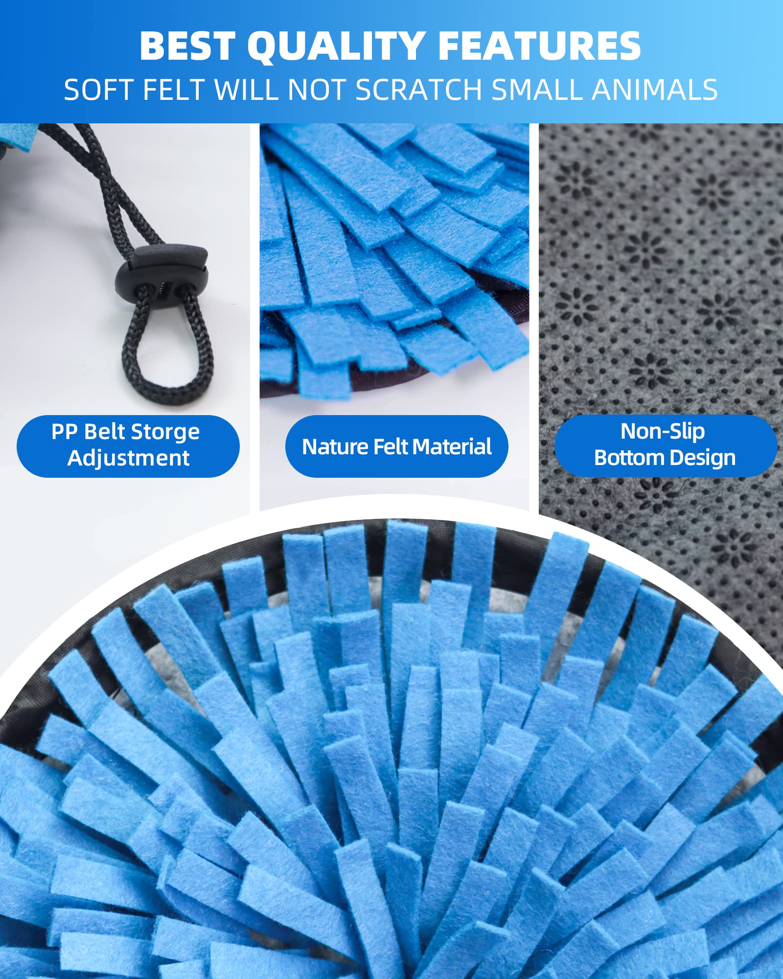 Rabbit Foraging Mat, Interactive Feed Game For Boredom, Small Pet Puzzle Toy, Ovmkov 9.44' X 9.44' Polar Fleece Snuffle Pad Be