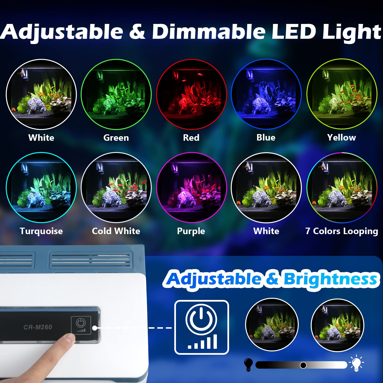 Small Fish Tank 2 Gallon Glass Aquarium Starter Kits Self Cleaning W/Colorful Led Light For Betta Shrimp Guppy Jellyfish Goldfis