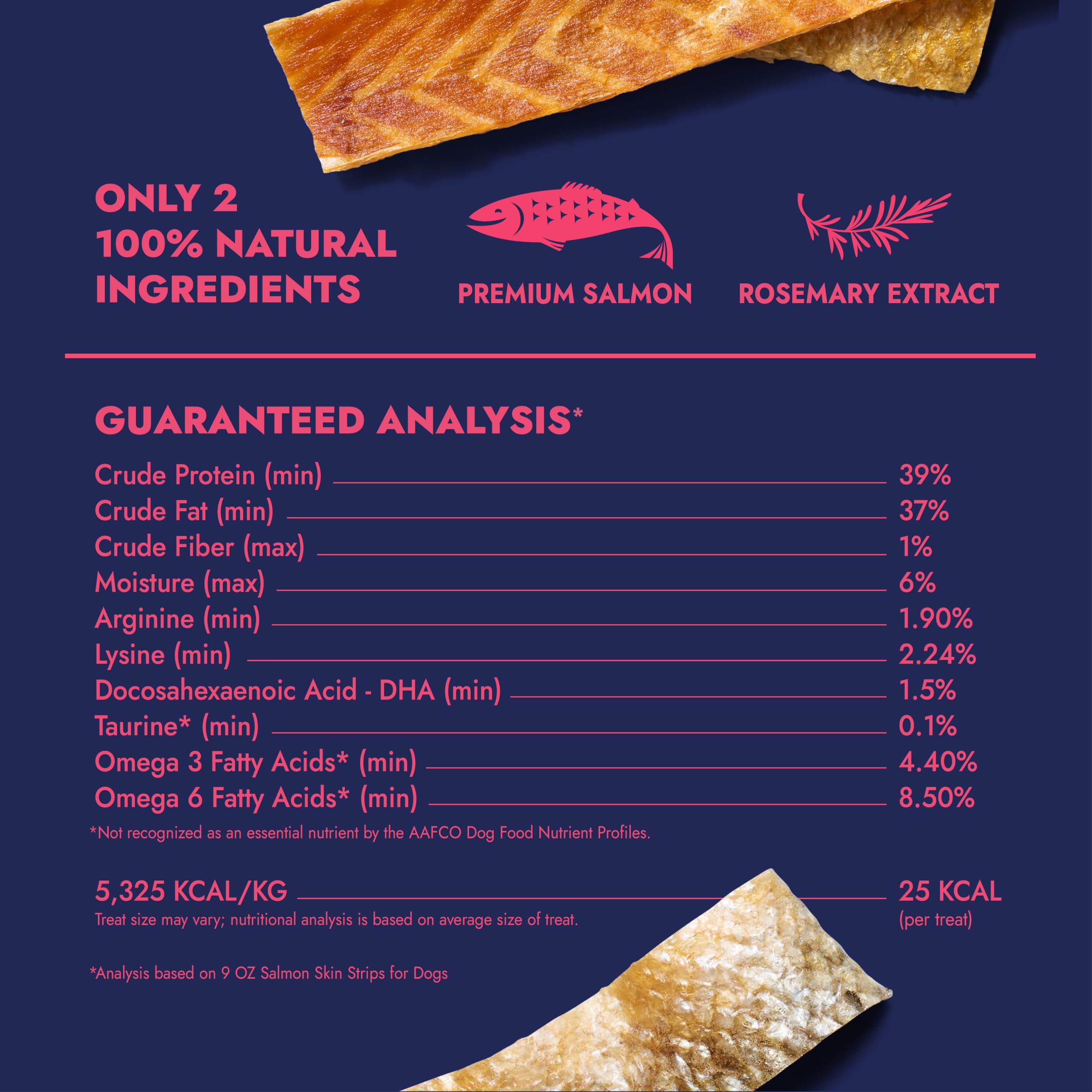Finfare Freeze Dried Dog Treats, Salmon Skin Strips, Protein & Omega-3s, Grain Free Salmon Dog Training Treats, Crafted in USA,