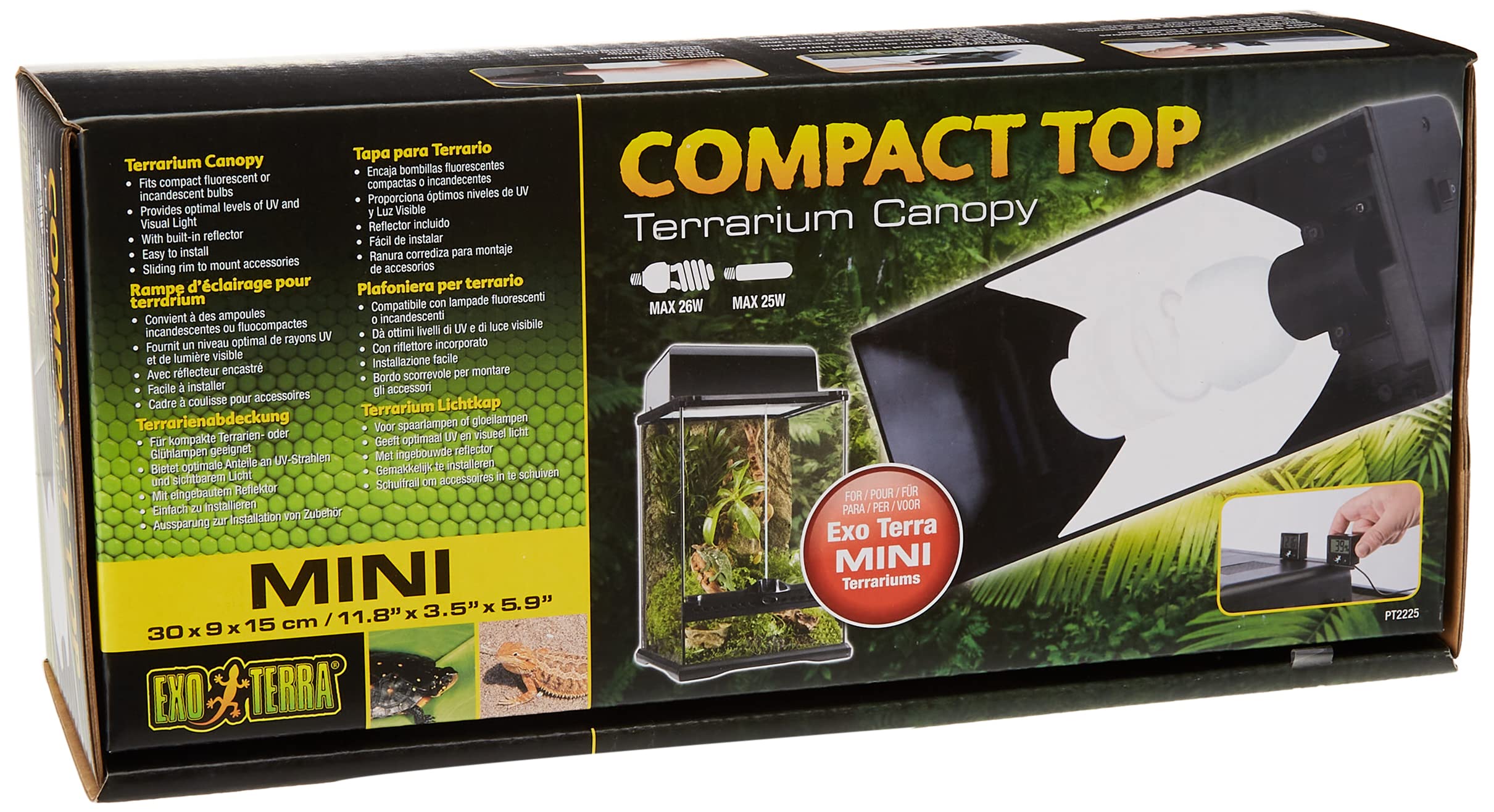 Hagen Exo Terra Mini Compact Incandescent Light Fixture for Exo Terra Glass Terrariums PT2600/PT2602 - Measures 11.8    x 3.5   