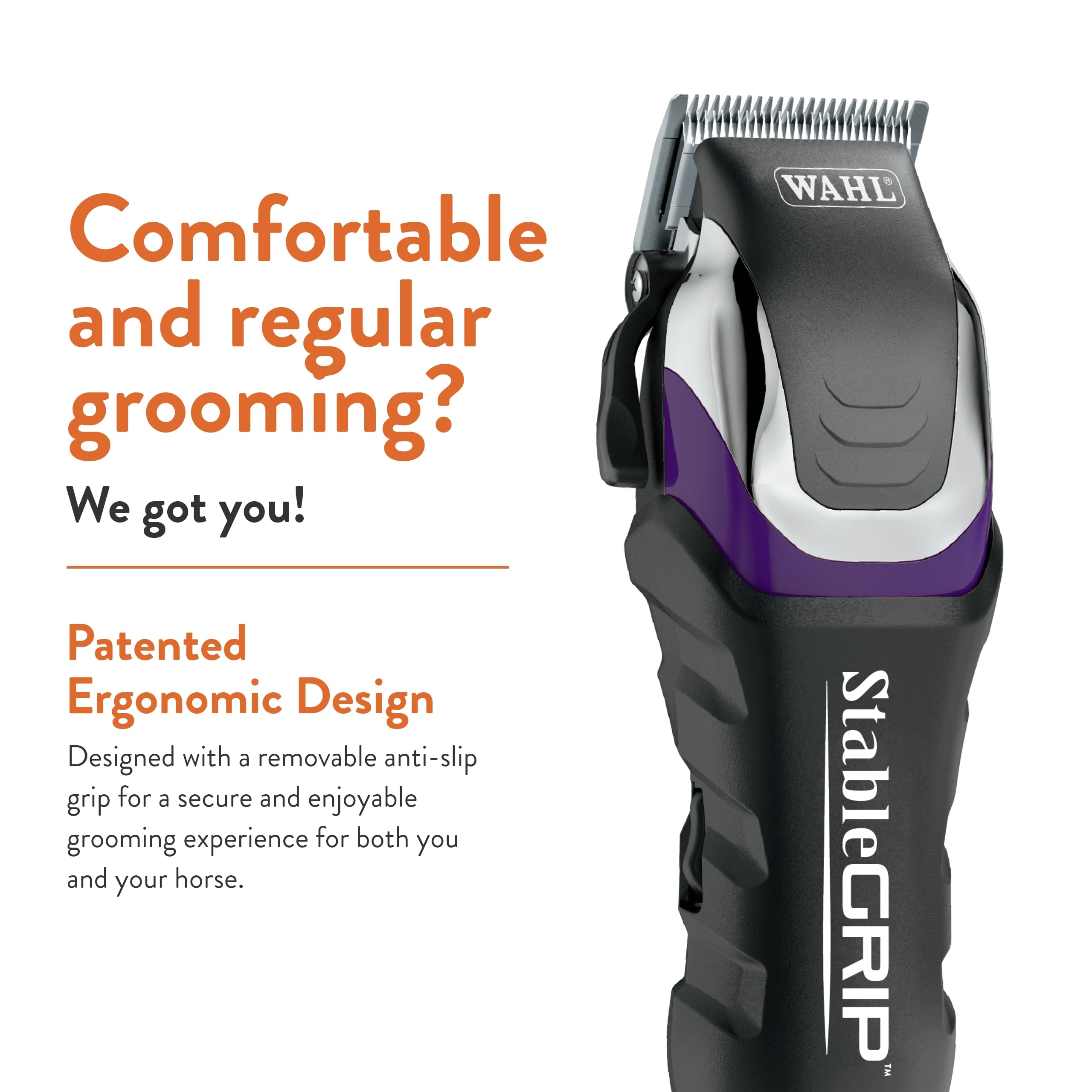 Wahl Pro Animal Stable Grip - Comprehensive Equine Grooming Kit - Light Body Clipping - Trimming Face, Ears & Fetlocks - Stable