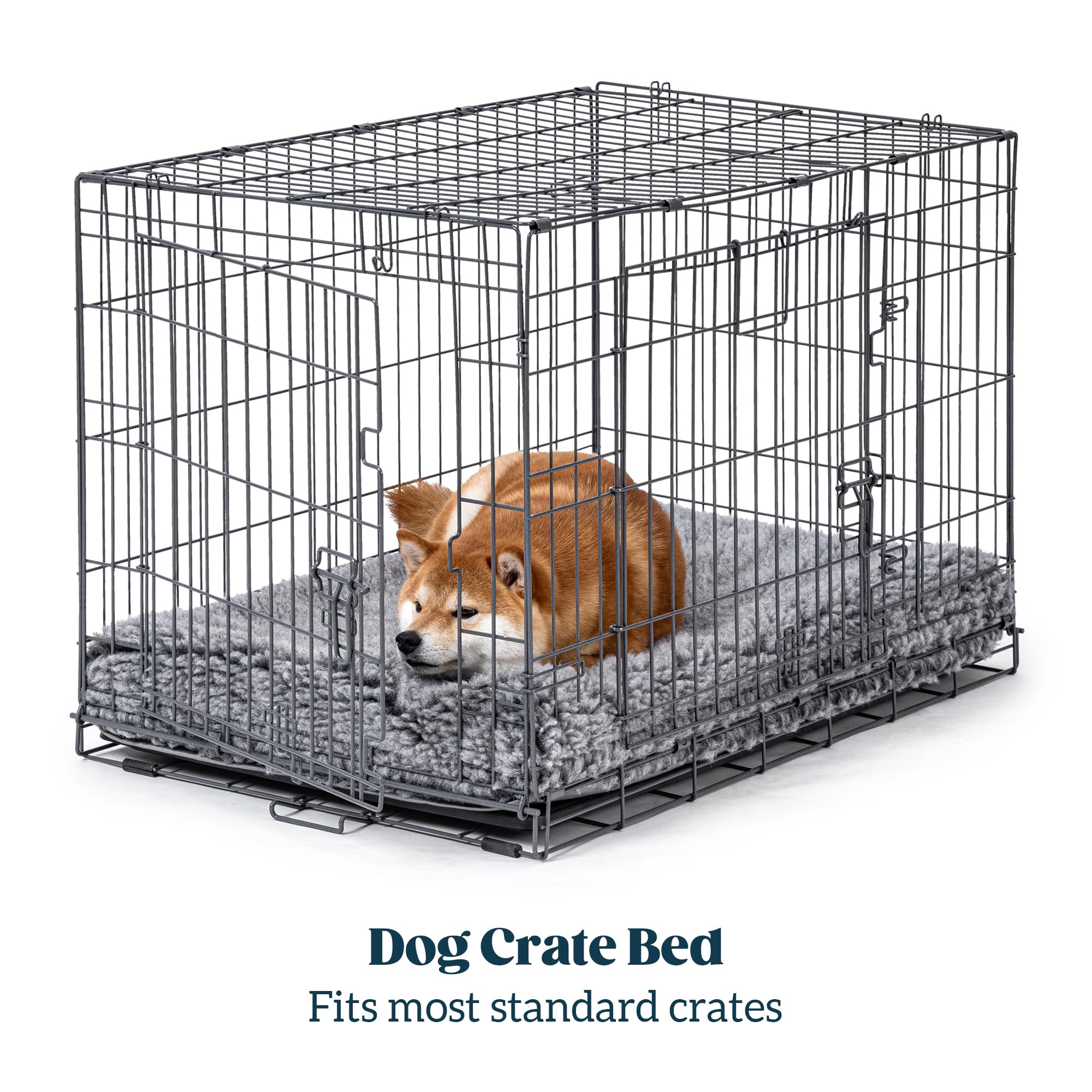 PELZIN Indestructible Dog Bed - Orthopedic Chew Proof Crate Pad, 47"x29", Charcoal, Stoutwool Fabric, Ideal for Extra Large Breeds