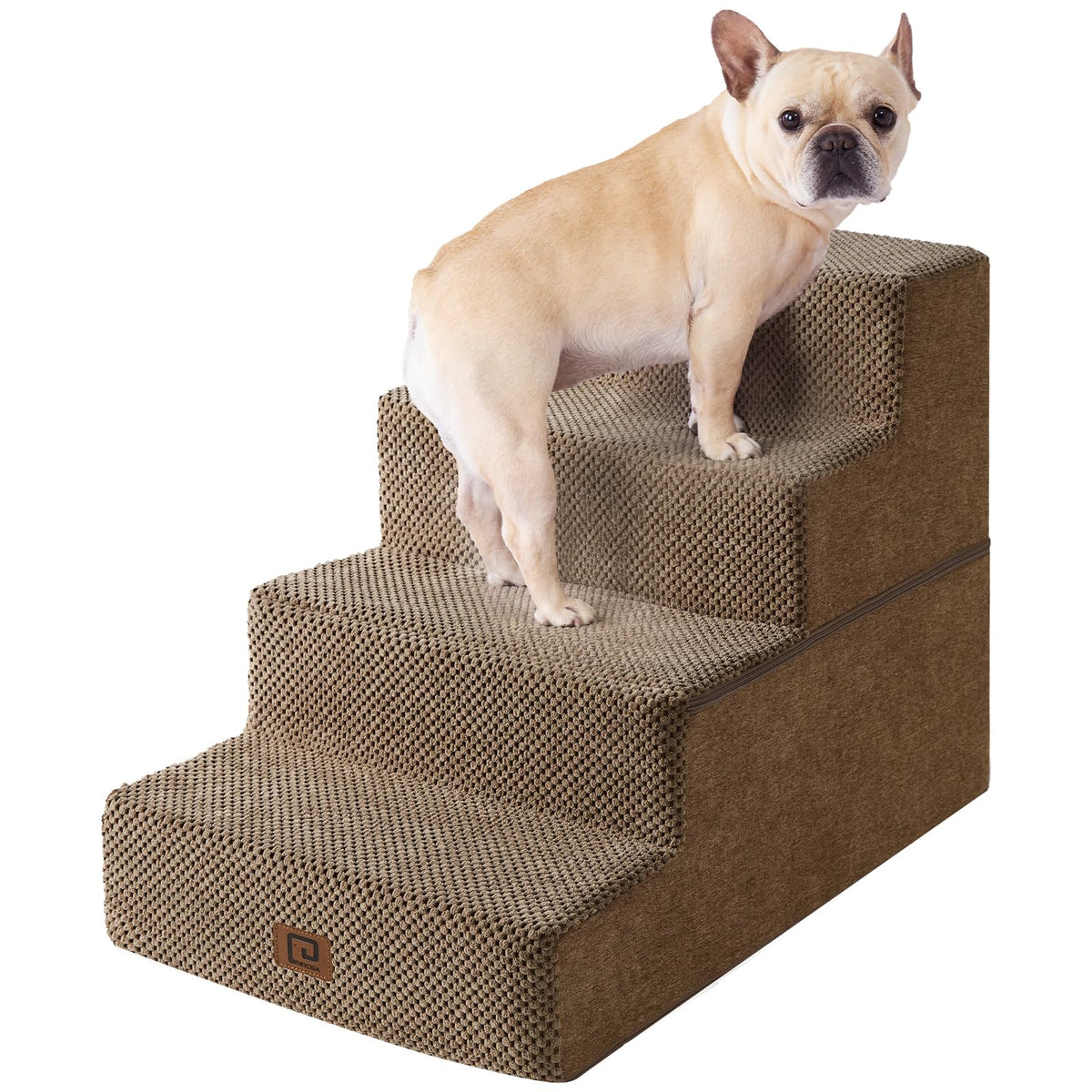 Eheyciga Dog Stairs For Bed 18”H, 4-Step Dog Steps For High Bed, Pet Steps For Small Dogs And Cats, Non-Slip Balanced Dog Indoor Ramp, Camel