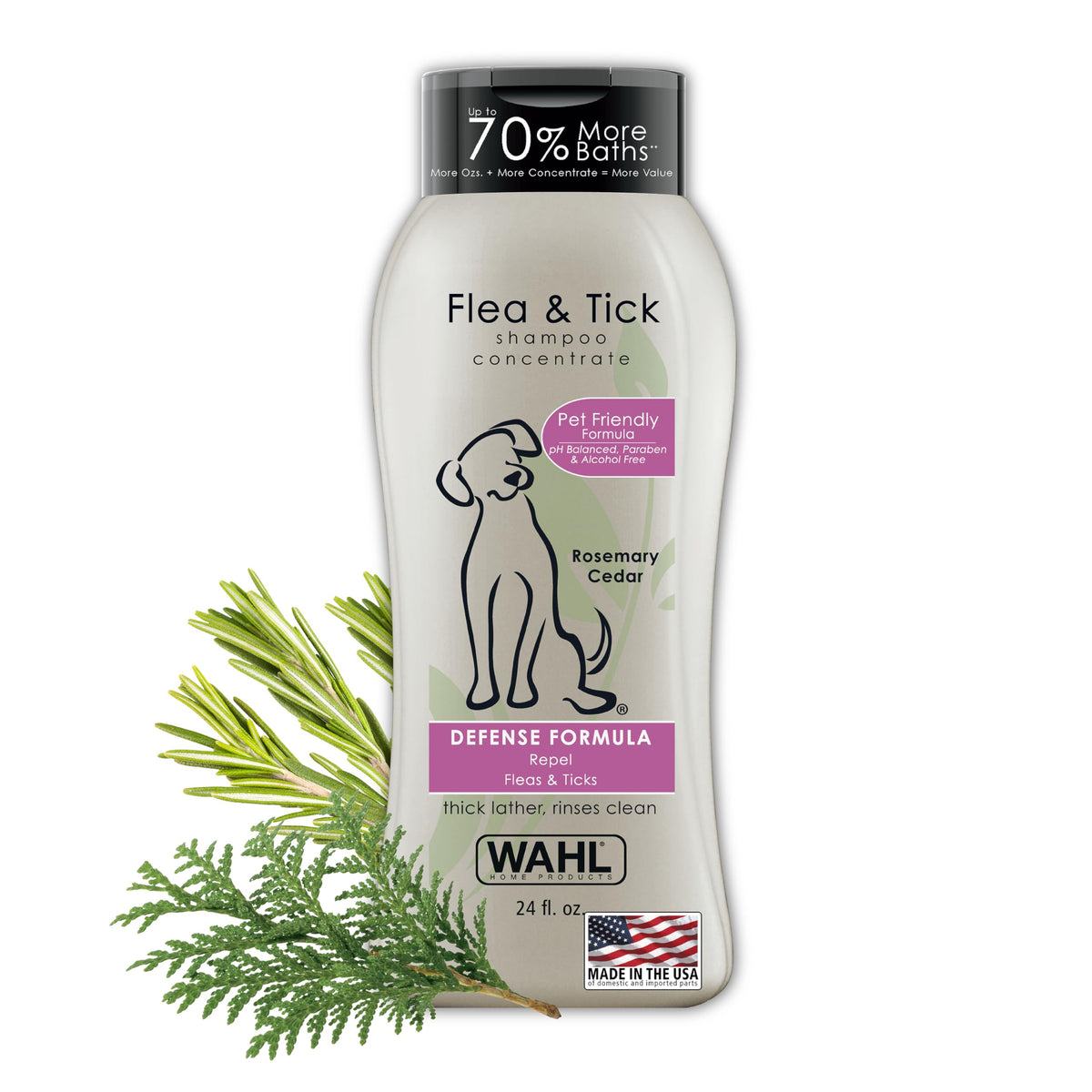 Wahl Usa Flea & Tick Repelling Dog Shampoo – Defense Formula With Rosemary & Cedar – 24 Oz - 820007A