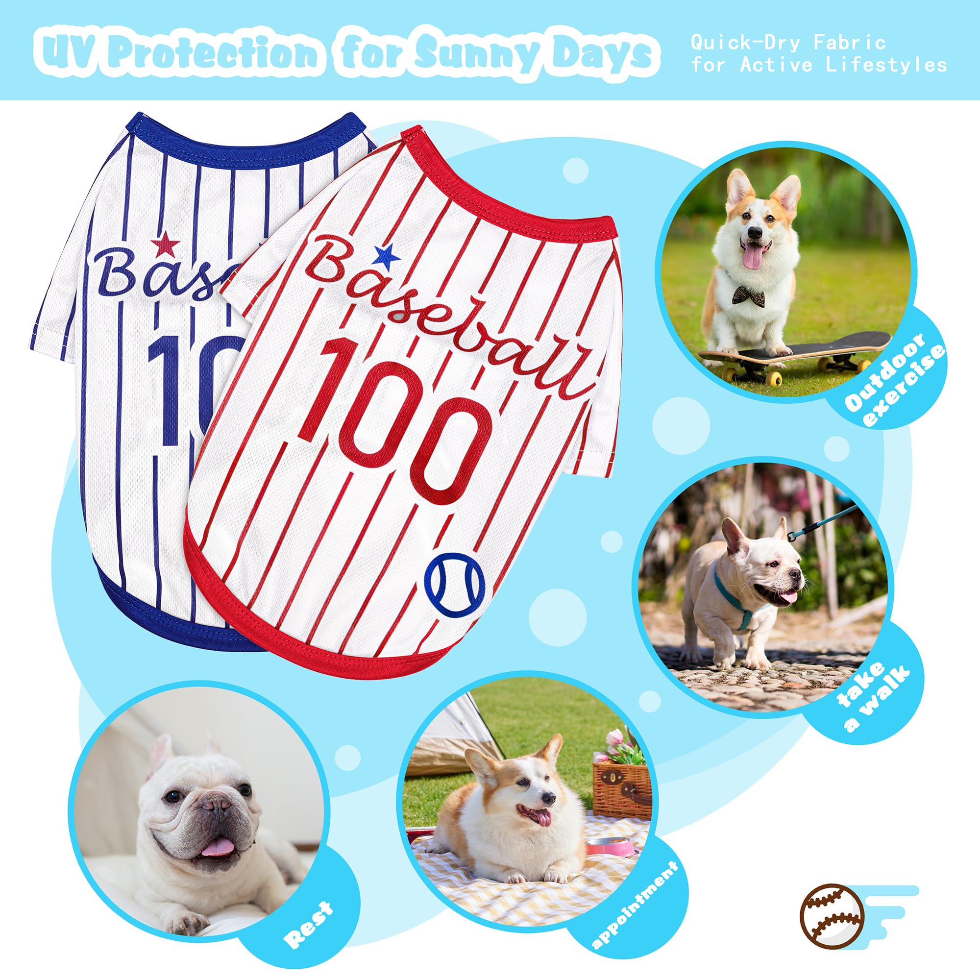 Paiaite Sleek Striped Dog Vest: Sleeveless Baseball-Style Dog Shirt, Ideal Fit For Small, Medium, And Large Breeds,Polyester Fab