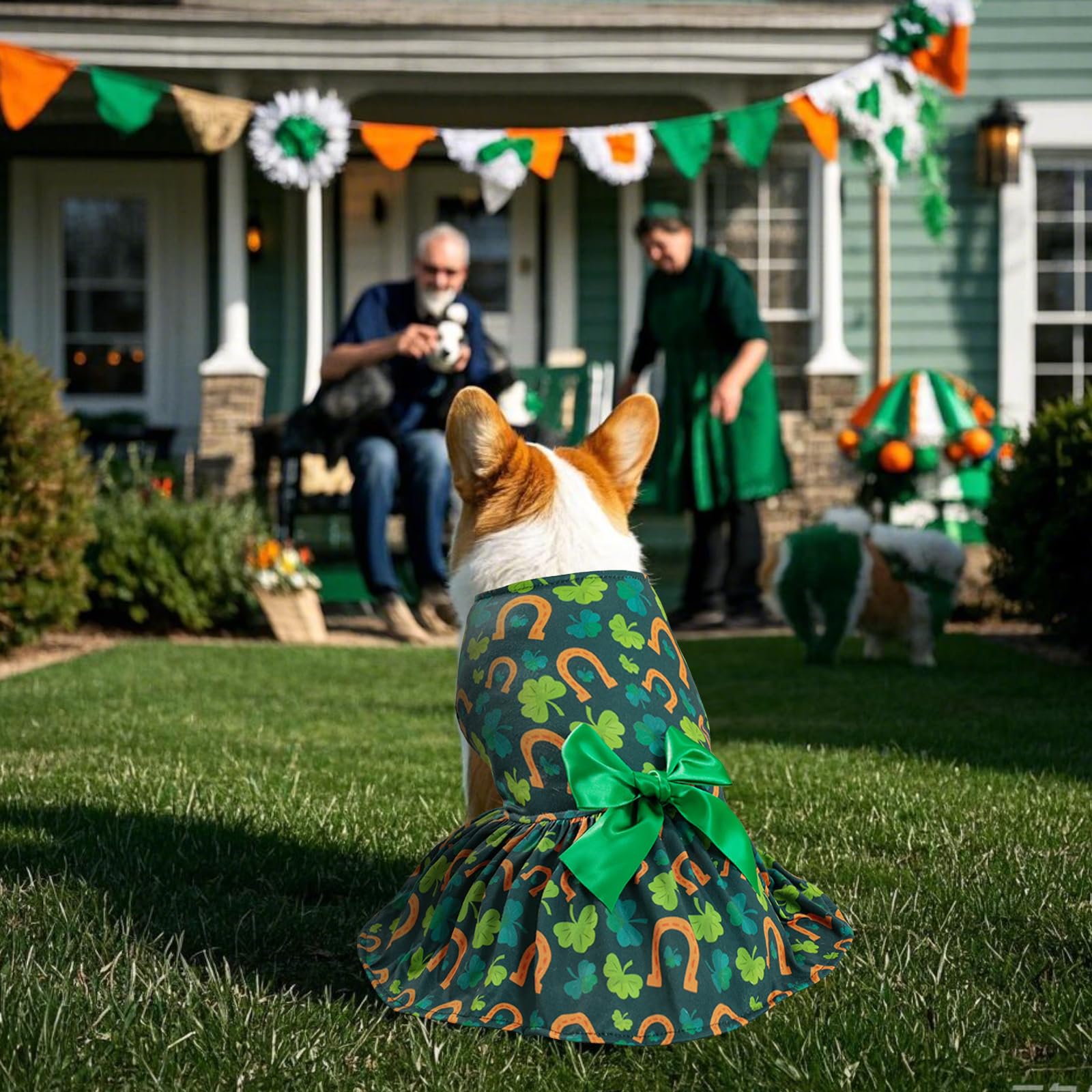 Habbiful Dog St Patricks Day Outfit, Puppy Dog St.Patrick'S Day Clothes Green Dog Skirt Shamrock Dog Dress Spring Summer Pet Dog