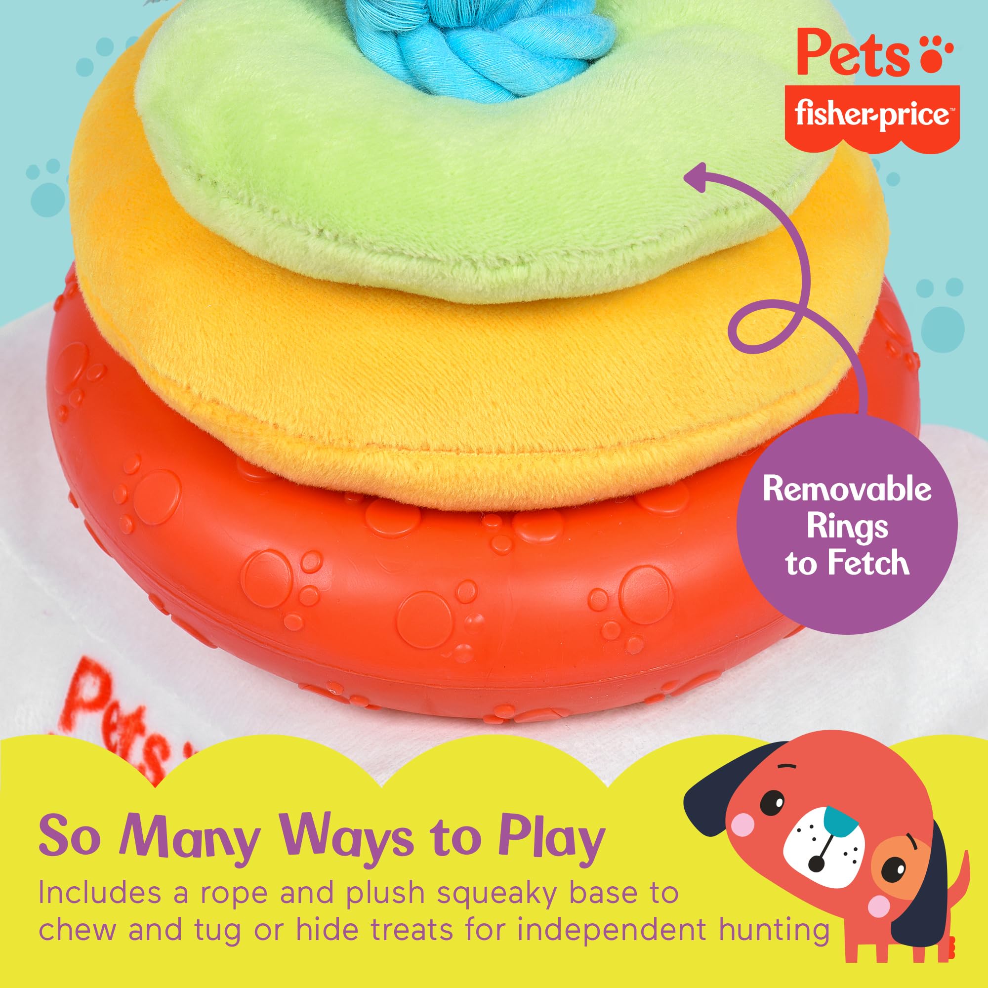 Fisher-Price for Pets Attack-A-Stack Chase & Toss Toy | Ring Stack Toy for Dogs, Multifunctional Toys, Developmental Toys for Do