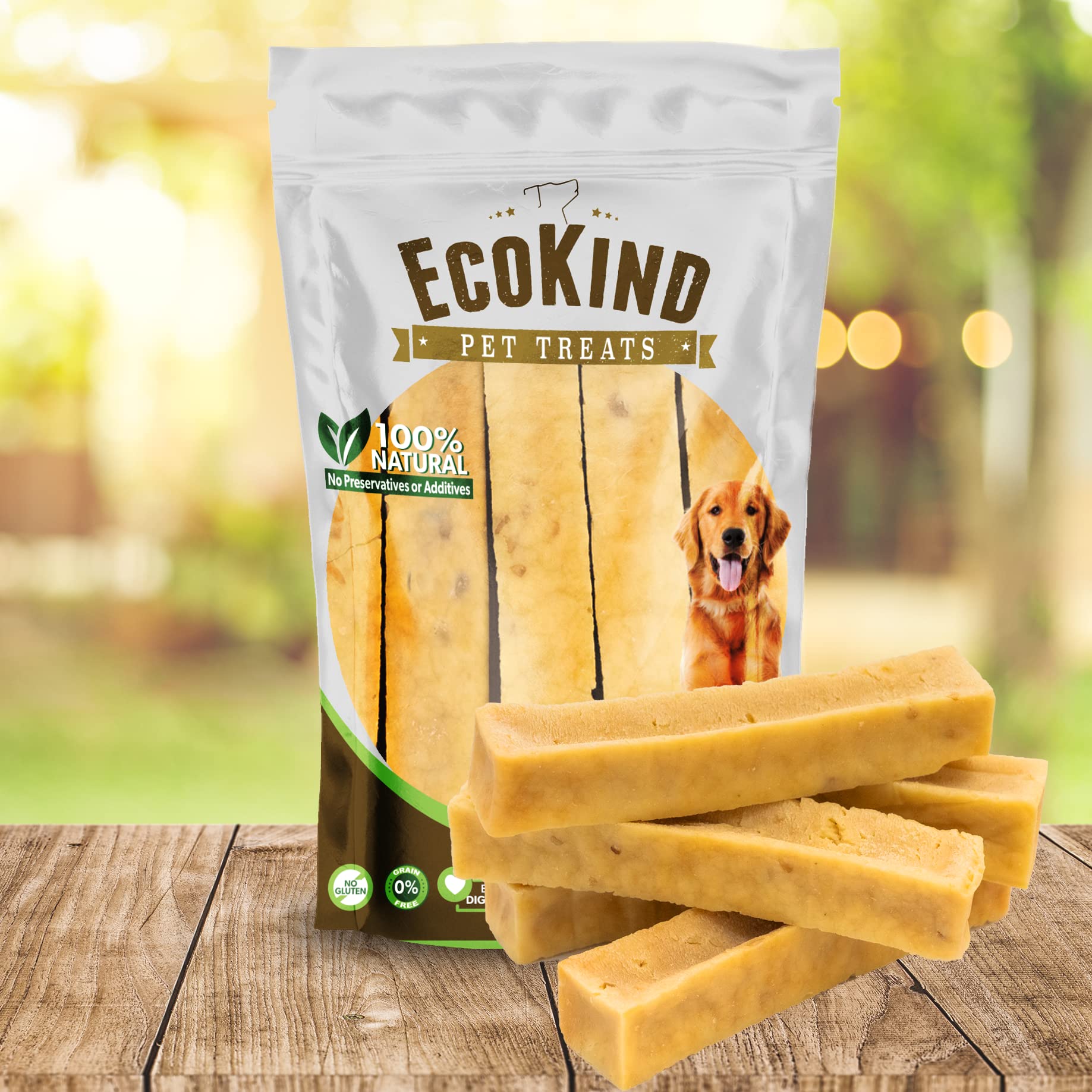 EcoKind Premium Gold Yak Cheese Himalayan Dog Chews, Dog Treats Large Breed, All Natural, High Protein Dog Chew, Peanut Butter,