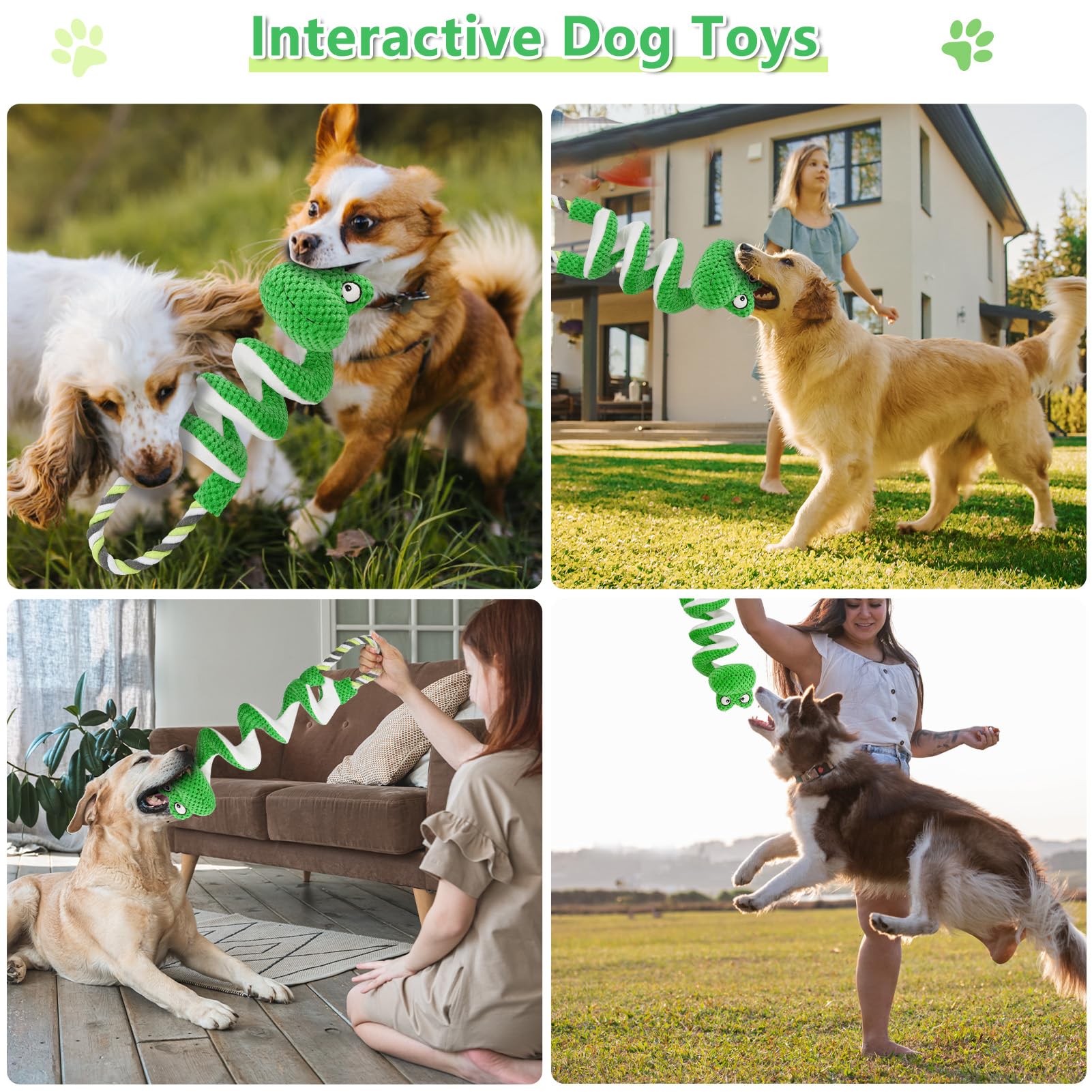 Letsmeet Interactive Squeaky Dog Toys With Pull Rope, Large Dog Tug Of War Toy, Plush Puppy Chew Toys For Dental Health, Great F