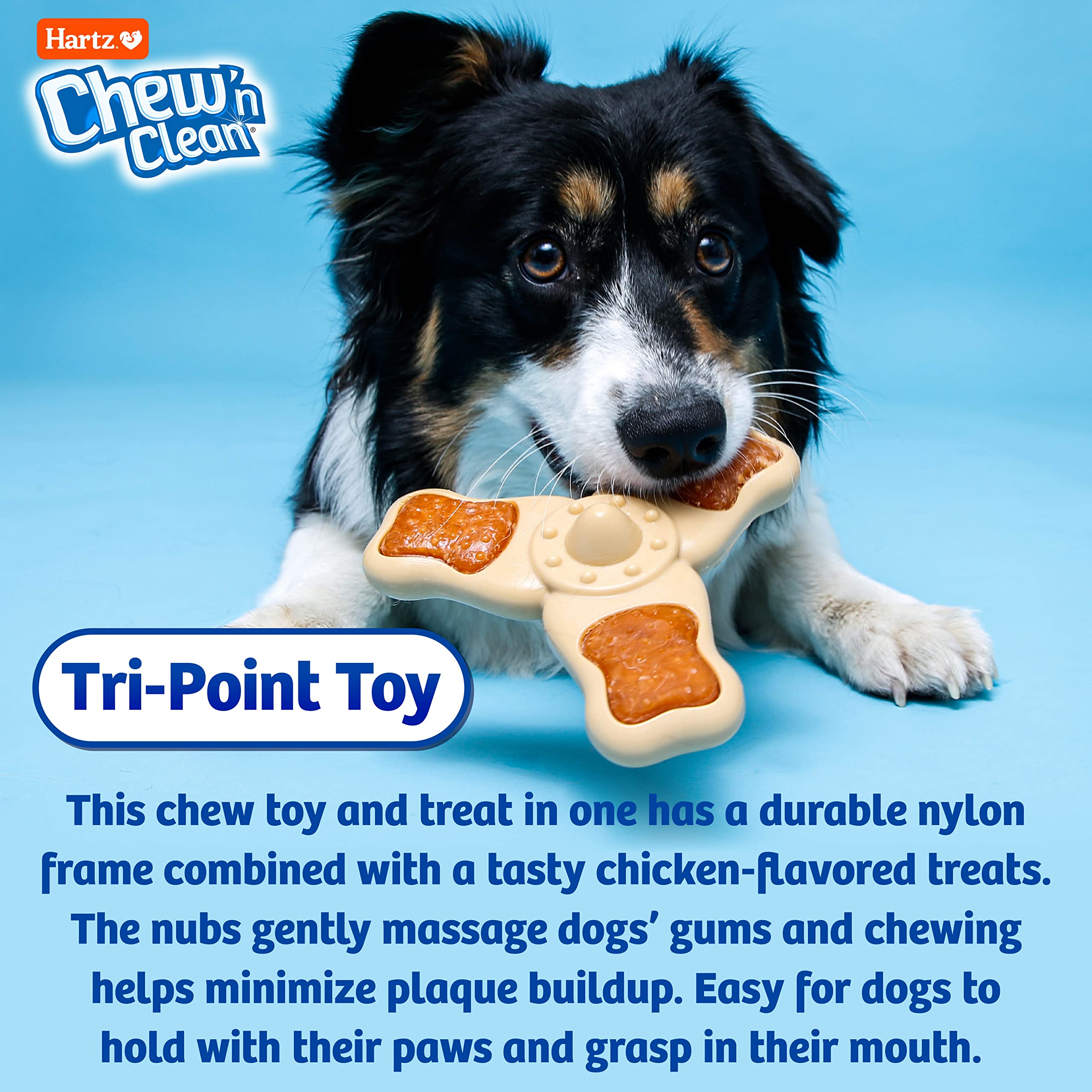 Hartz Chew n Clean Chew Toy and Treat in One Chicken Flavored Tri-Point Dog Toy, Small