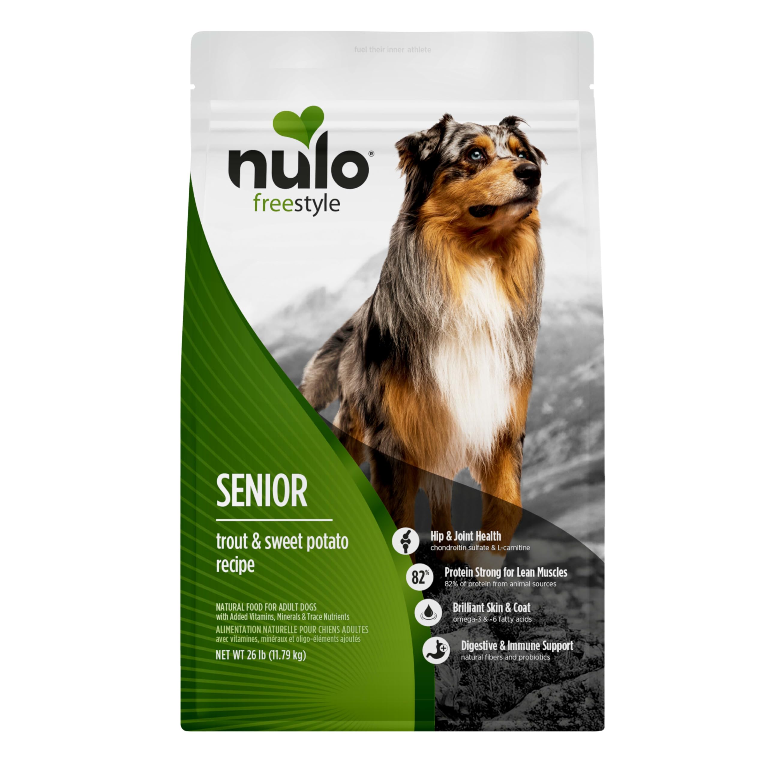 Nulo Freestyle All Breed Senior Dry Dog Food, Premium Grain-Free Dog Kibble with Healthy Digestive Aid BC30 Probiotic and Chondr