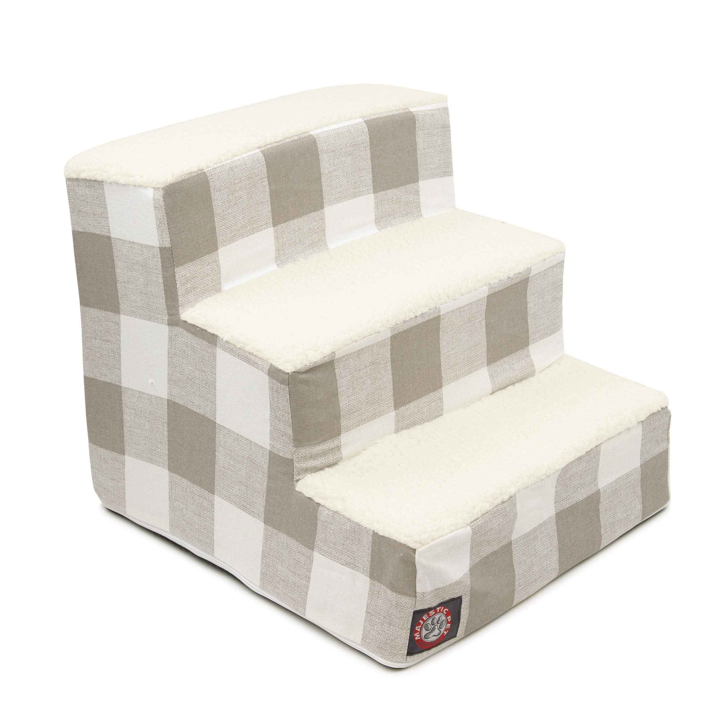 Majestic Pet Anderson Check Portable Lightweight Pet Stairs Step for Cats and Dogs Removable Cover