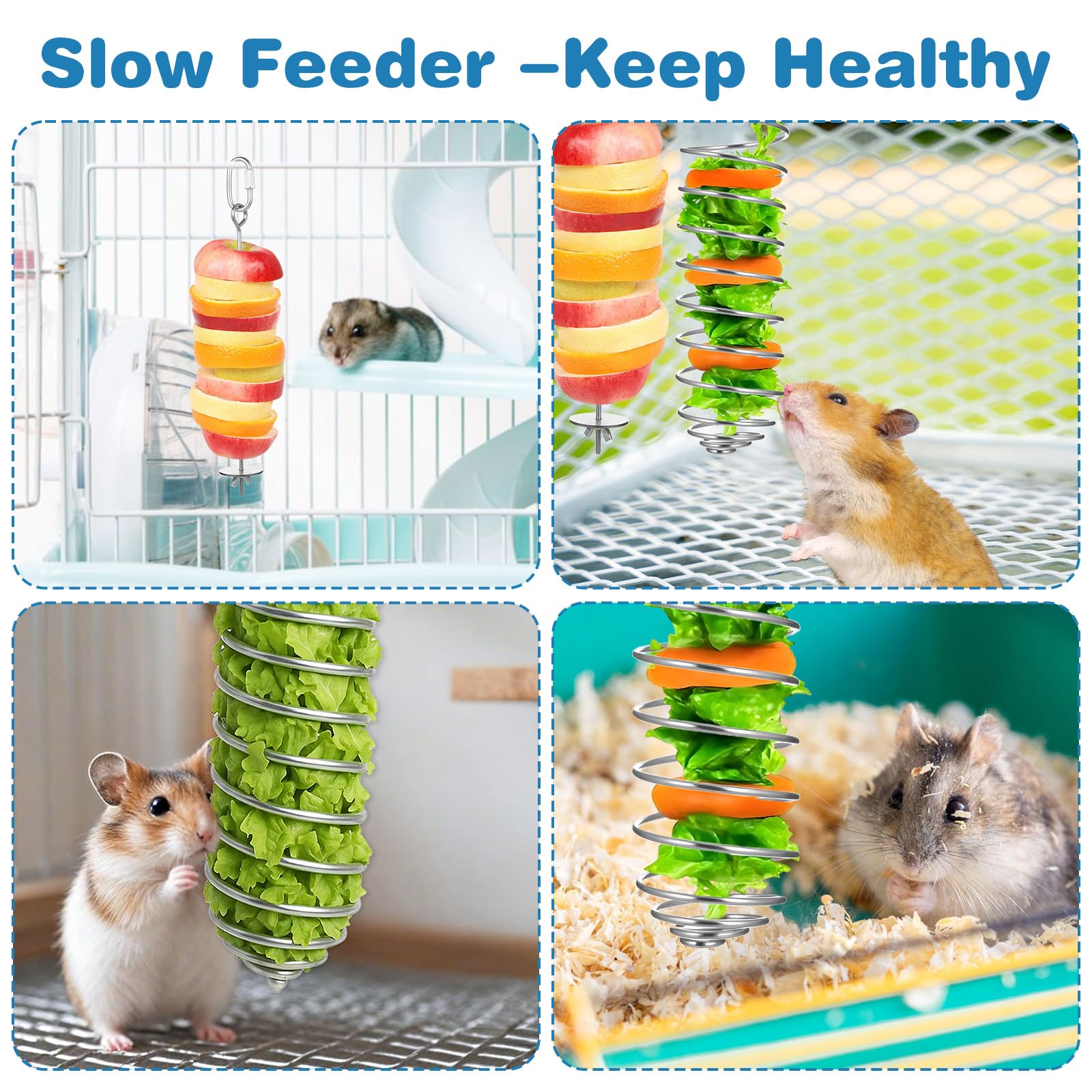 YBEATY 2 PCS Rat Enrichment Toys Stainless Steel Vegetable Holder Enrichment Foraging Toy Foraging Hanging Feed Tool Fancy Mice