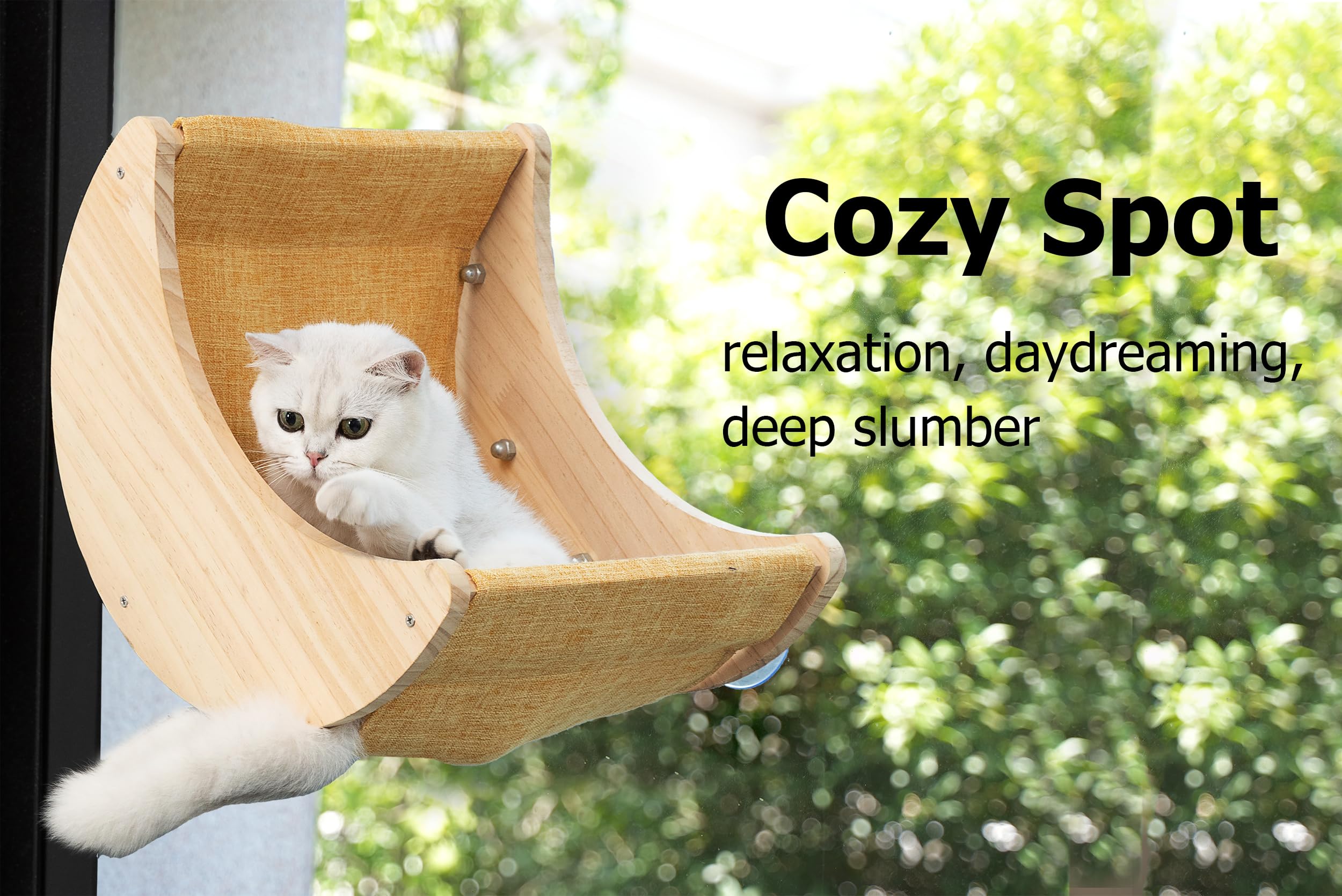 Hapykitys Window Cat Beds For Indoor Cats Perches Moon Shelves Mounted With Strong Suction Cups Cat Window Seat For Sleep And Wa