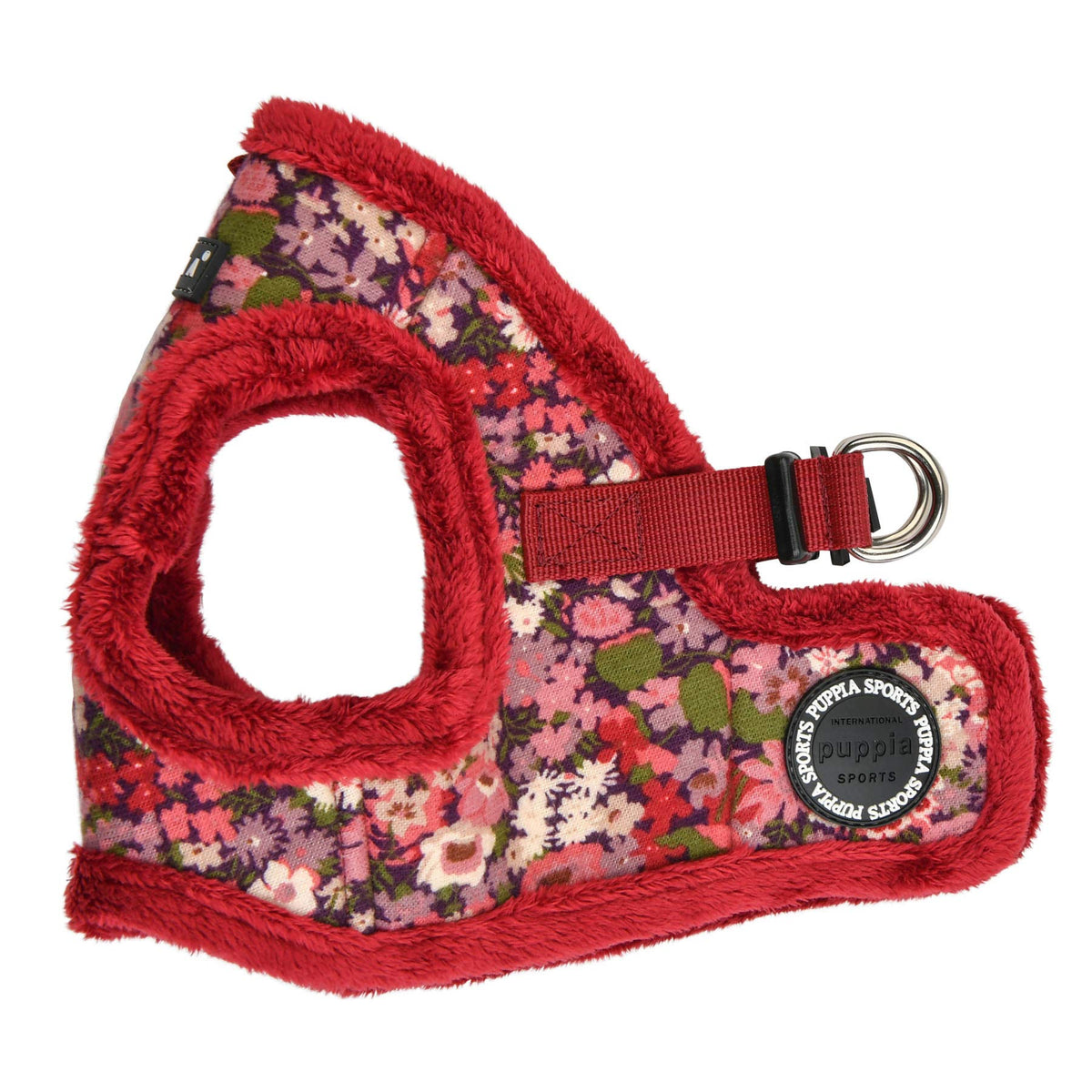 Puppia Gianni Vest Dog Harness Step-In Warm Winter Flower Pattern For Small And Medium Dog, Wine, Medium