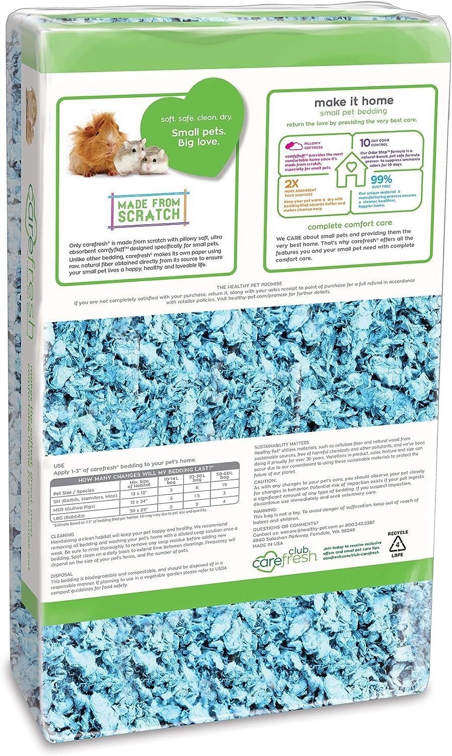 Carefresh 99% Dust-Free Blue Natural Paper Small Pet Bedding With Odor Control, 23 L