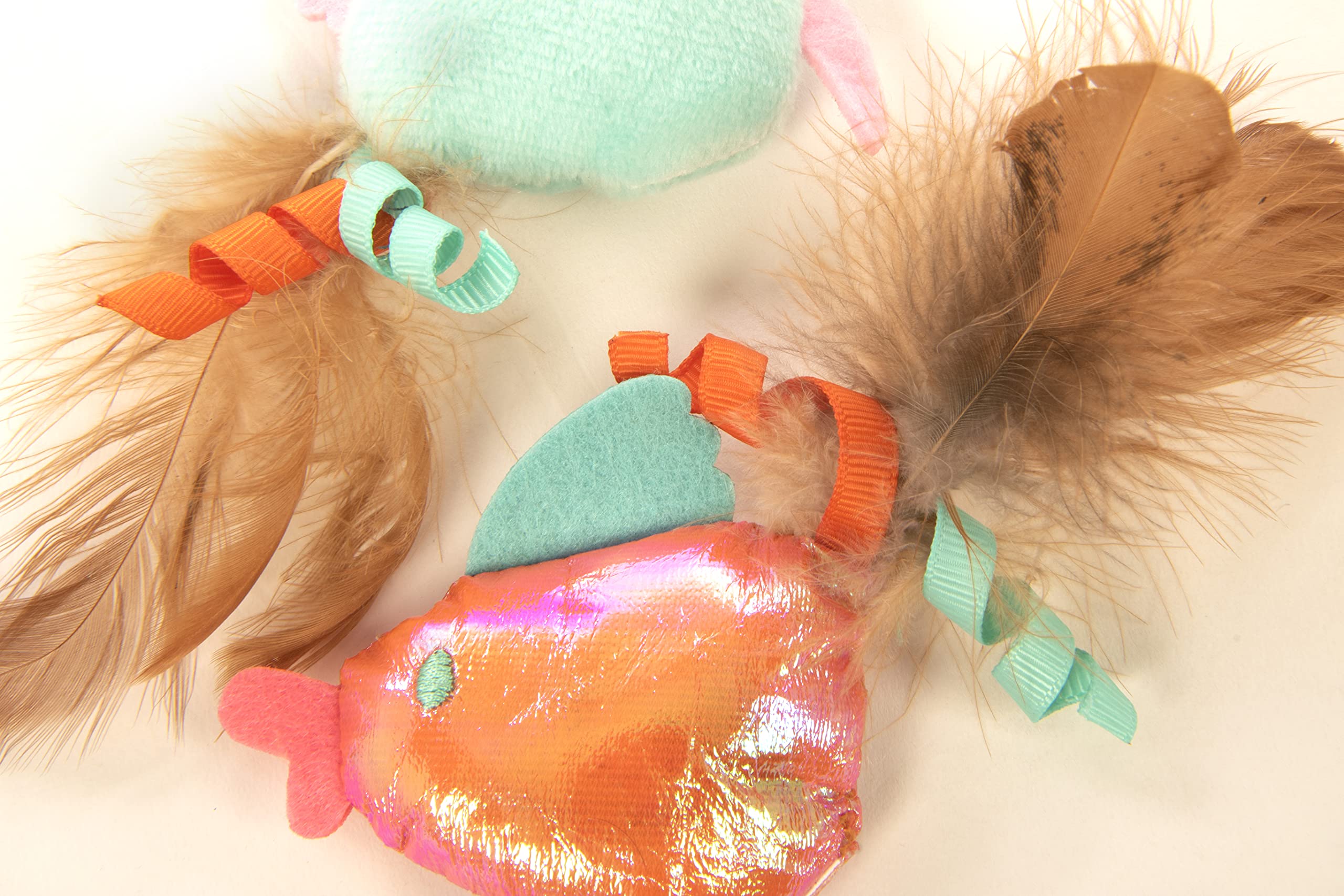 SmartyKat (2 Count Silly Swimmers Crinkle Plush Catnip Cat Toys - Orange/Turquoise, 2 Count