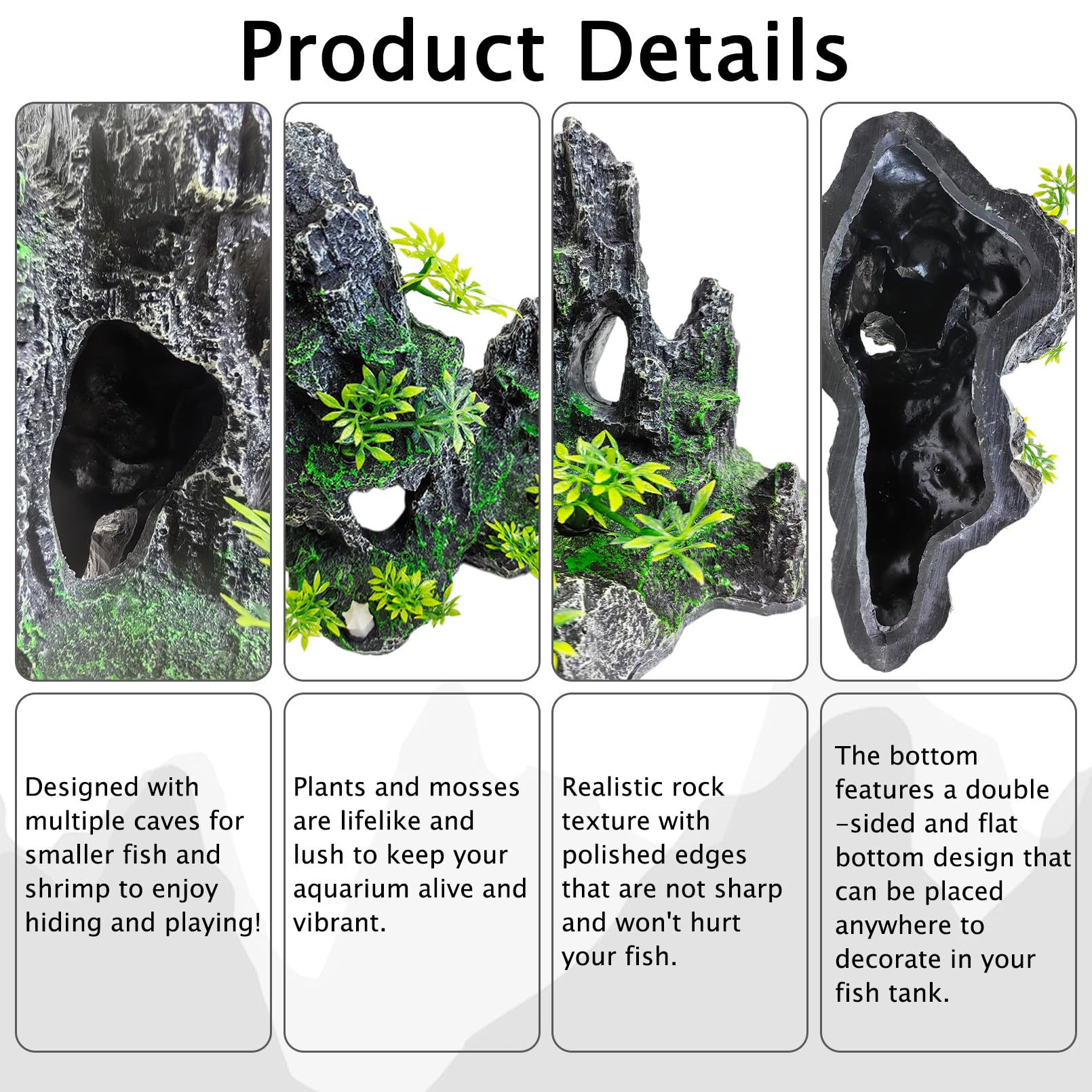 kathson Aquarium Mountain View Stone Resin Fish Tank Decoration Betta Hideout Caves Rockery Landscape Tree Aquarium Decorations