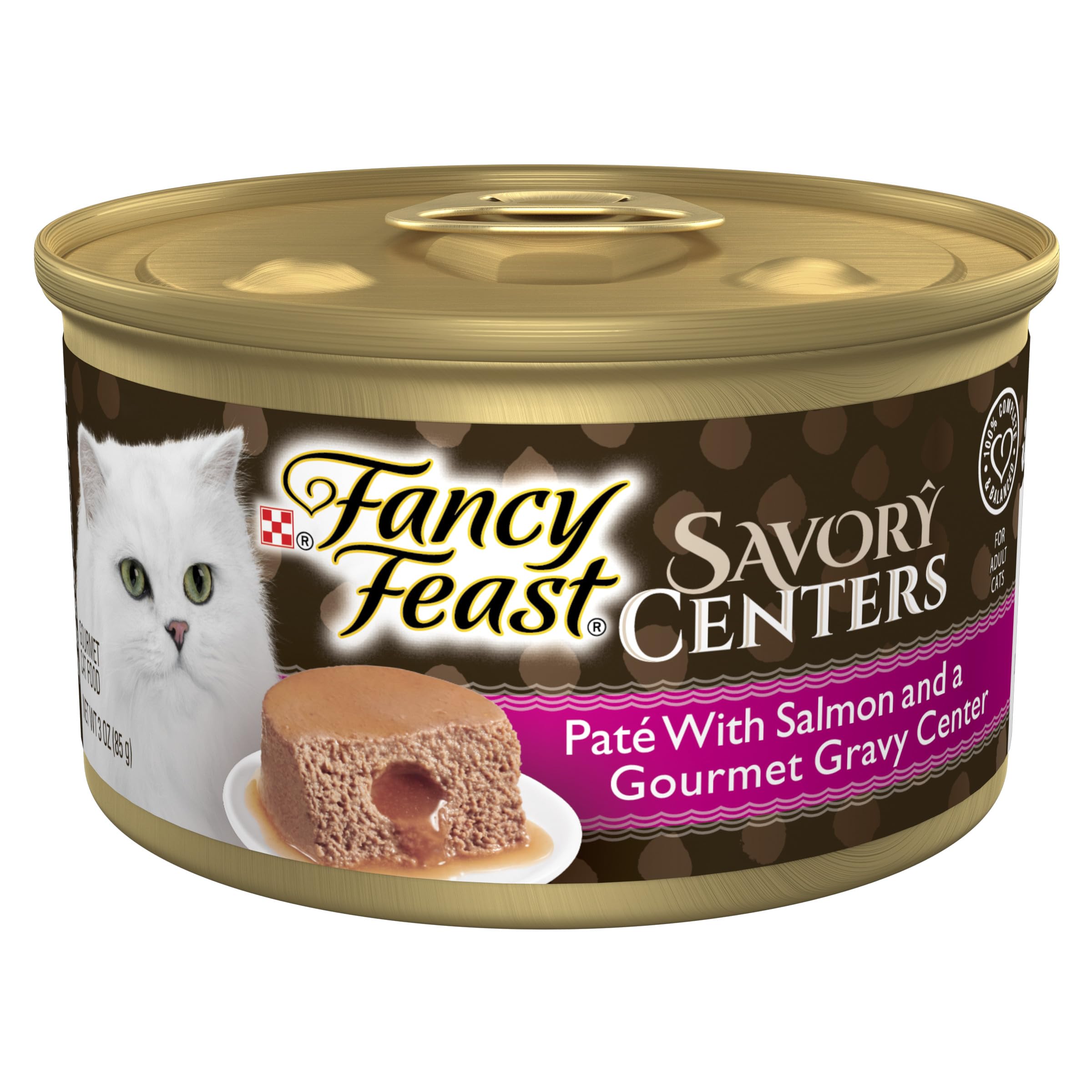 Purina Fancy Feast Savory Centers Salmon Pate Adult Wet Cat Food with a Gravy Center - (Pack of 24) 3 Oz. Cans