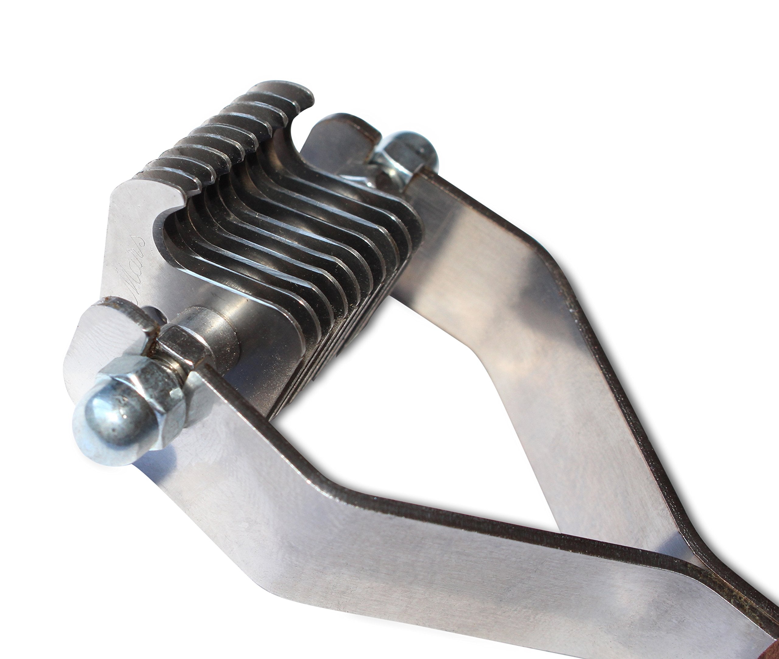 Mars Coat King Mini Dematting Undercoat Grooming Rake Stripper Tool And Detailing Body Work For Dogs And Cats, Stainless Steel With Wooden Handle, Made In Germany, 10-Blade Fine