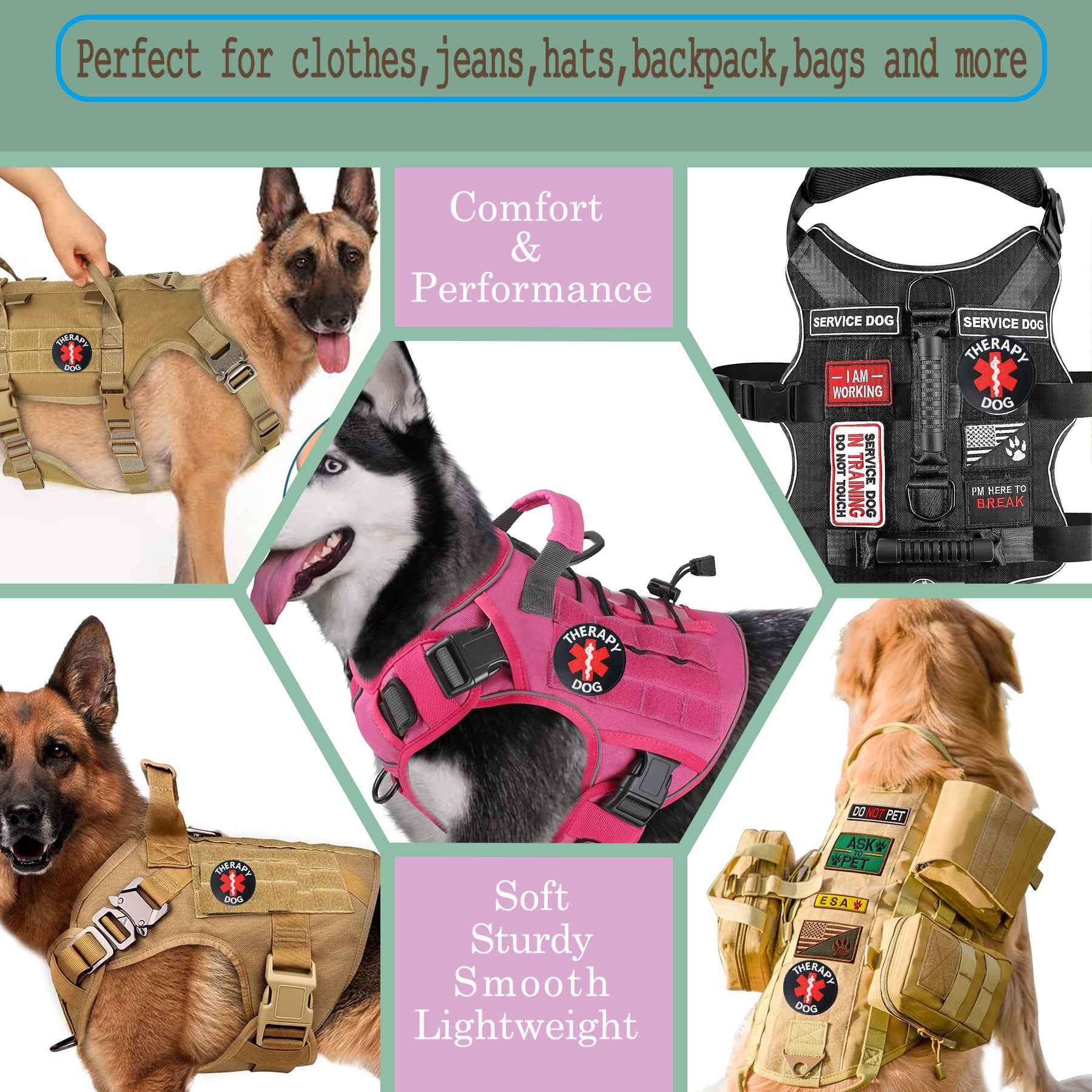 Therapy Dog Patch, Ems Medical Care Service Dog Patch For Vests Harnesses, Embroidered Hook & Loop Patch