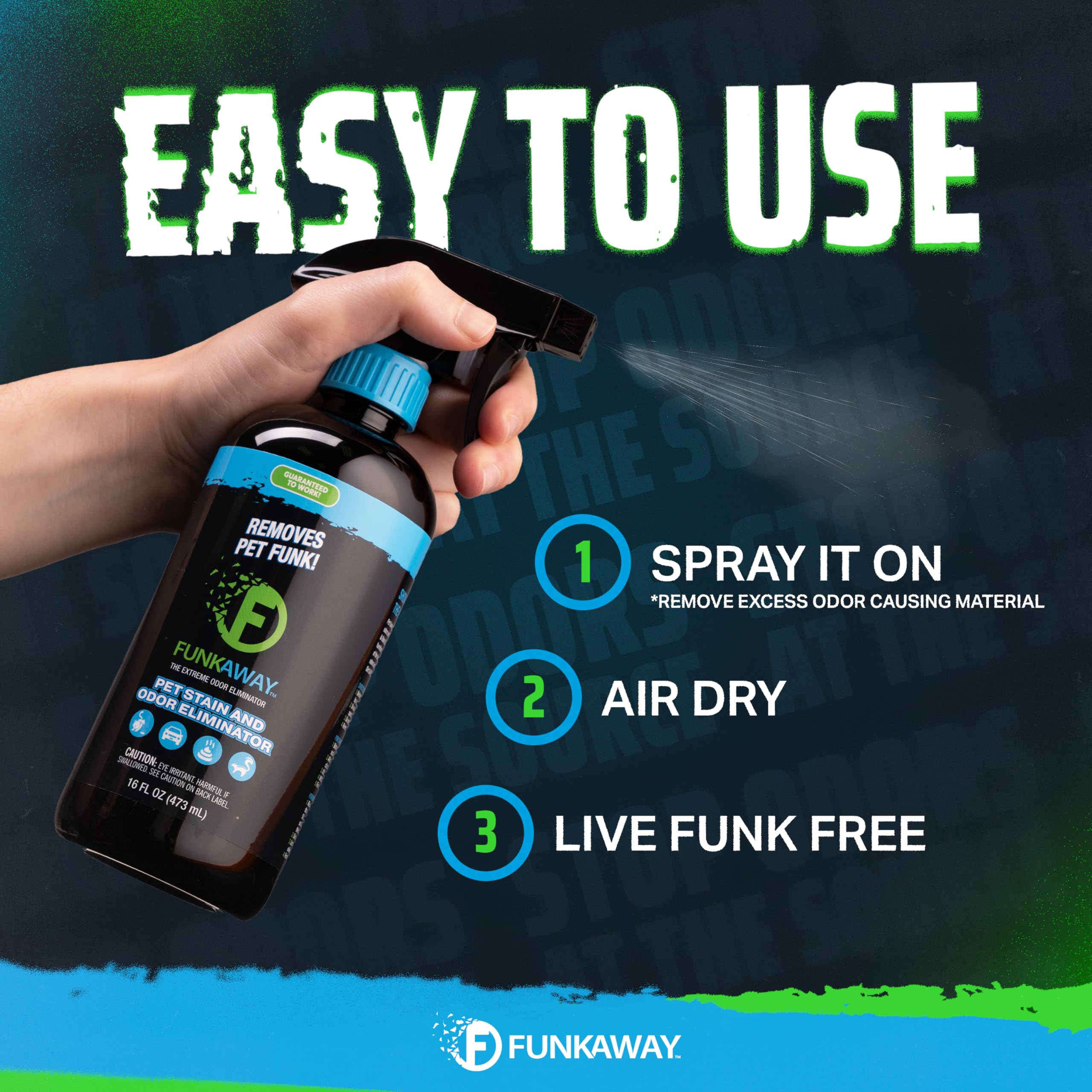 FunkAway Pet Stain & Odor Eliminator Spray, 16 oz., Fresh & Neutral Scent, The Extreme Pet Stain & Odor Eliminator for Houses, C
