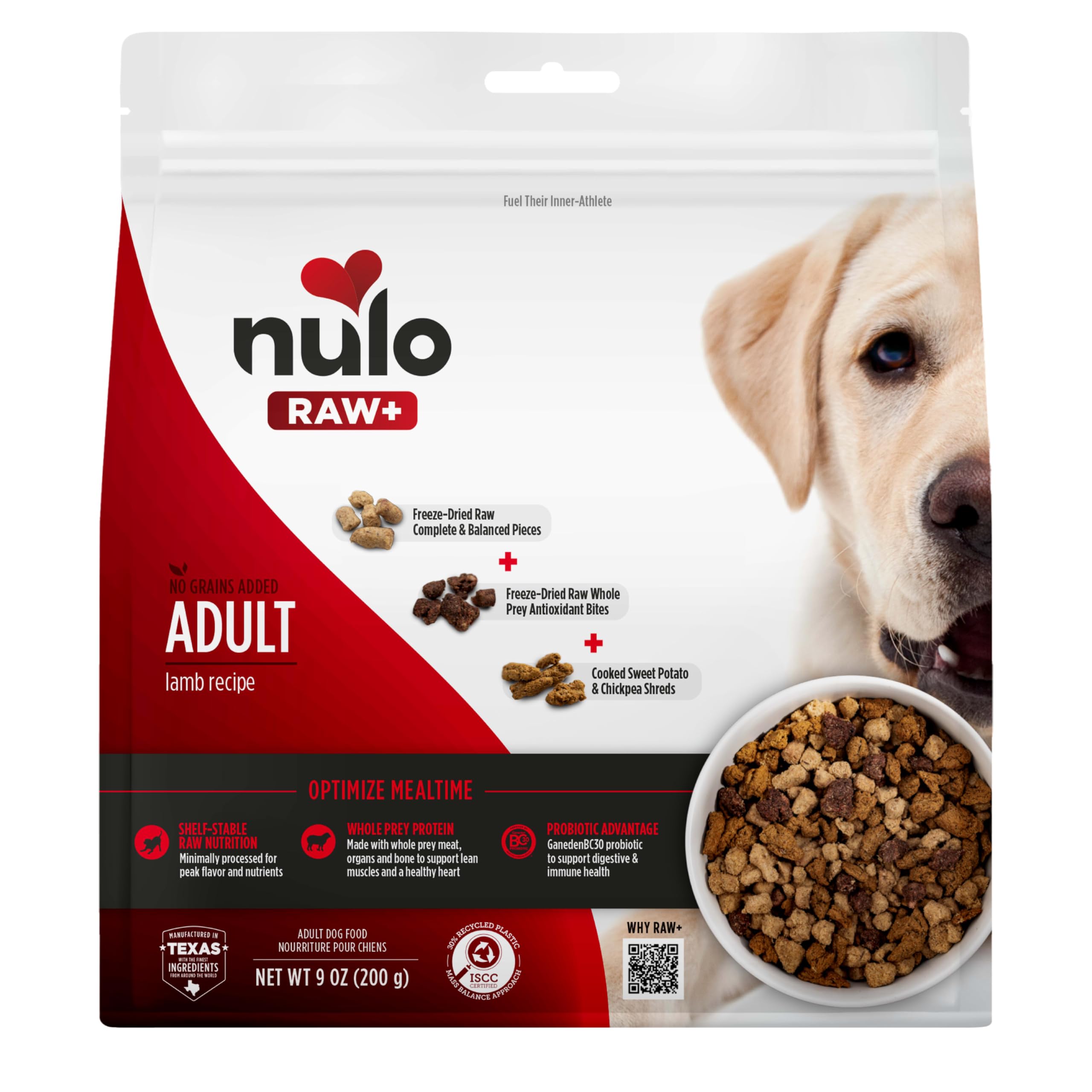 Nulo Freeze-Dried Raw+ Adult Dog Food, Lamb, 9 oz Bag
