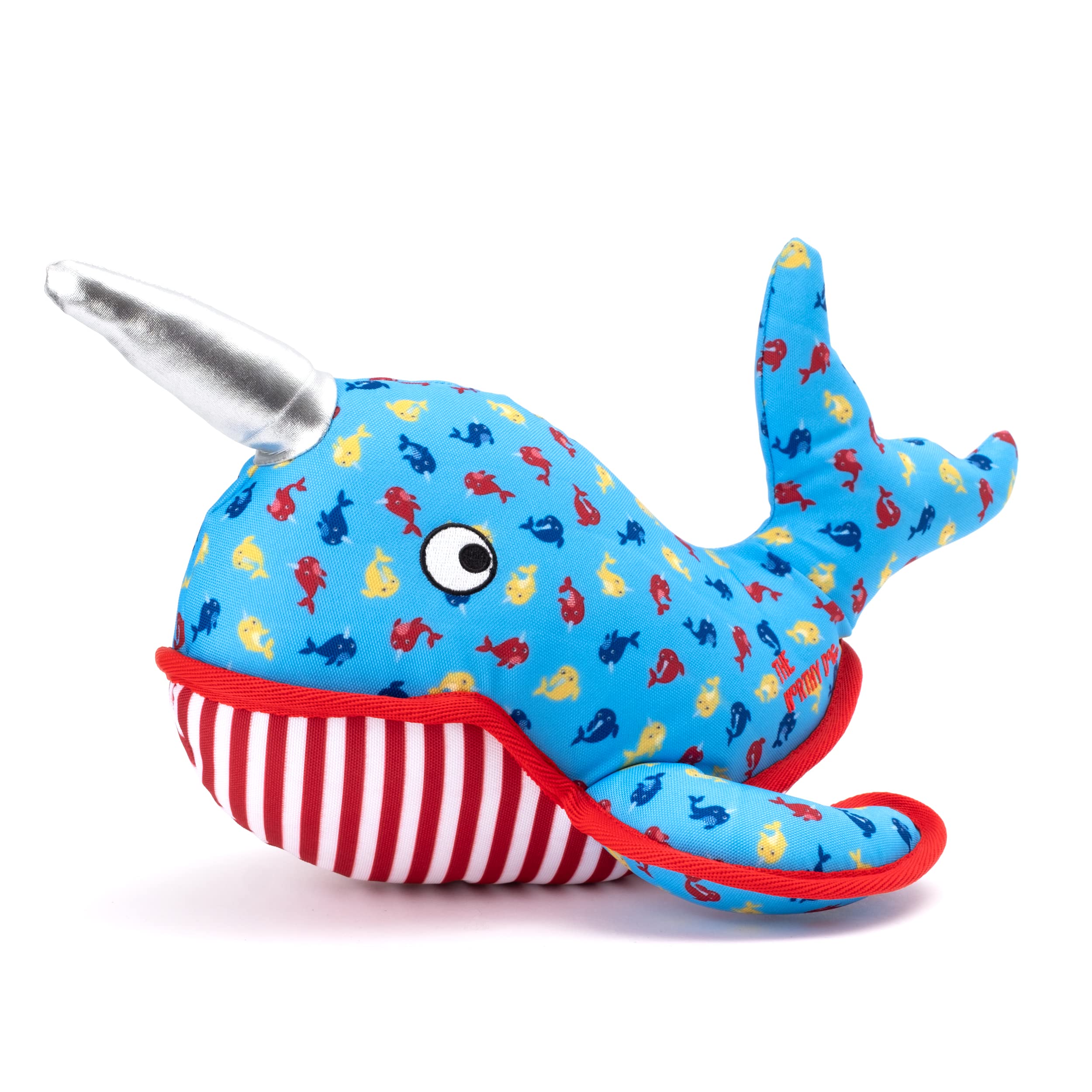 The Worthy Dog Tough Narwhal Chew Toy Blue, Fun Fetch Play With Squeaker For Dogs Durable Material For Aggressive Chewers-Small
